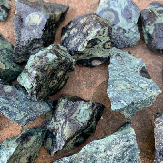 Detail shot of Grade A Kambaba Jasper raw under natural light