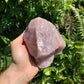 Near view of Rose Quartz specimen, sourced from Madagascar.