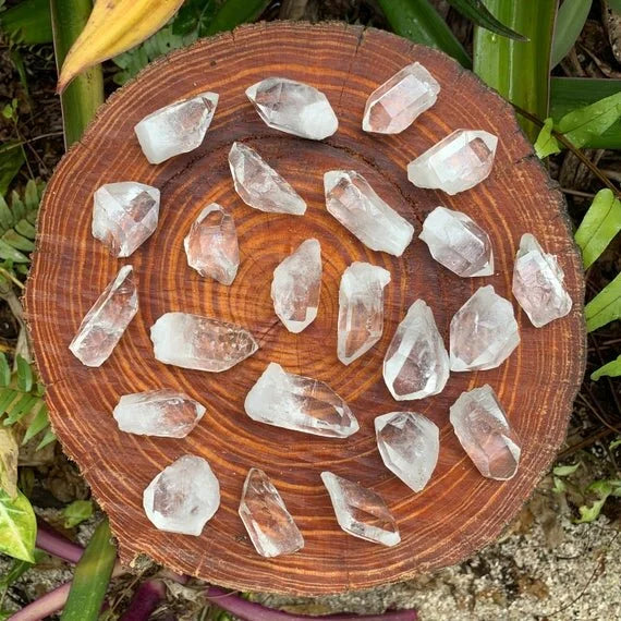 Detail shot of Grade AAA Clear Quartz point under natural light