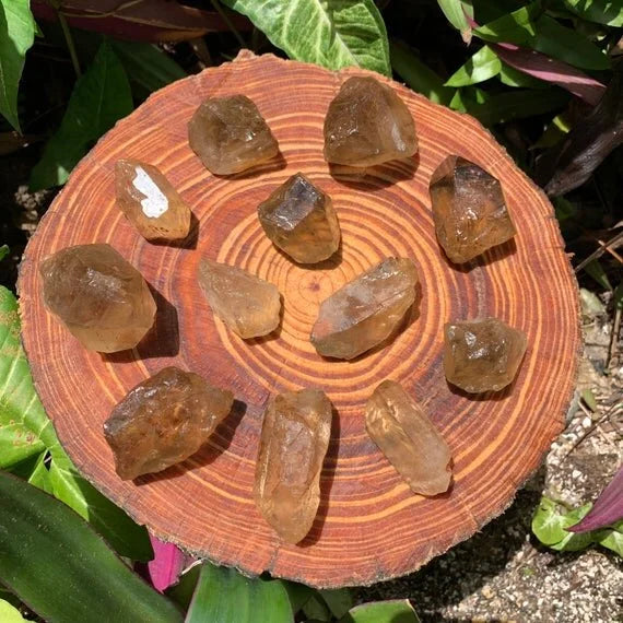 Bird's-eye view of Natural Citrine raw point, from Brazil.