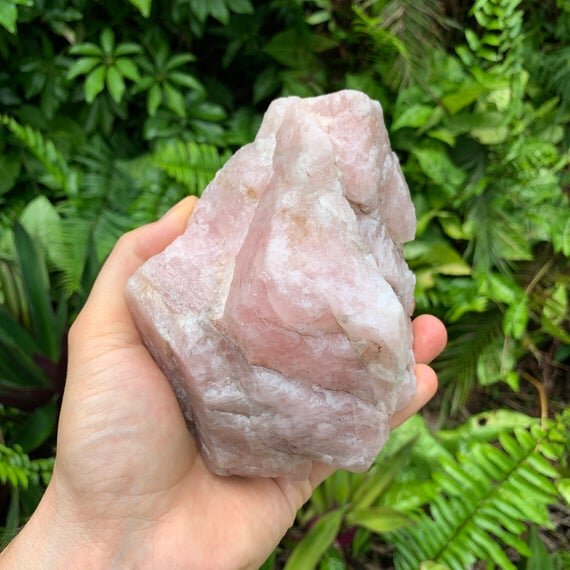 Top-side view of Rose Quartz specimen, showing natural form, from Alaotra-Mangoro, Madagascar.