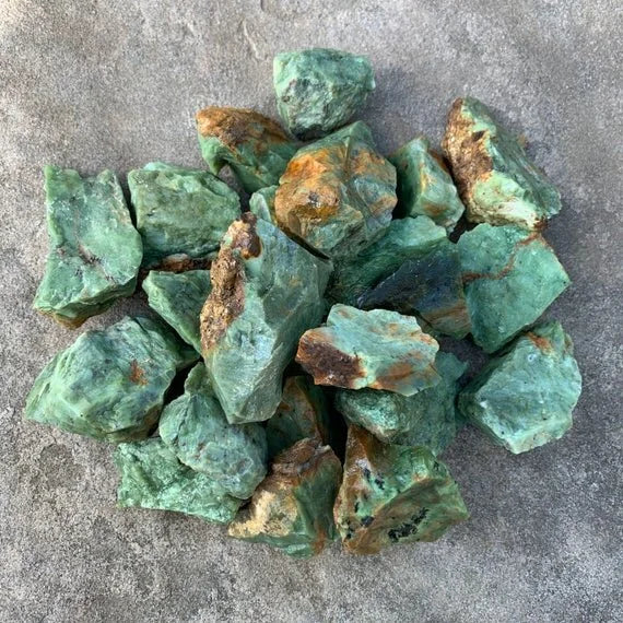 Full profile of Grade A Chrysoprase raw ready to ship from Beyond Bohemian