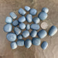 Full profile of Grade A Angelite tumbled stone ready to ship from Beyond Bohemian