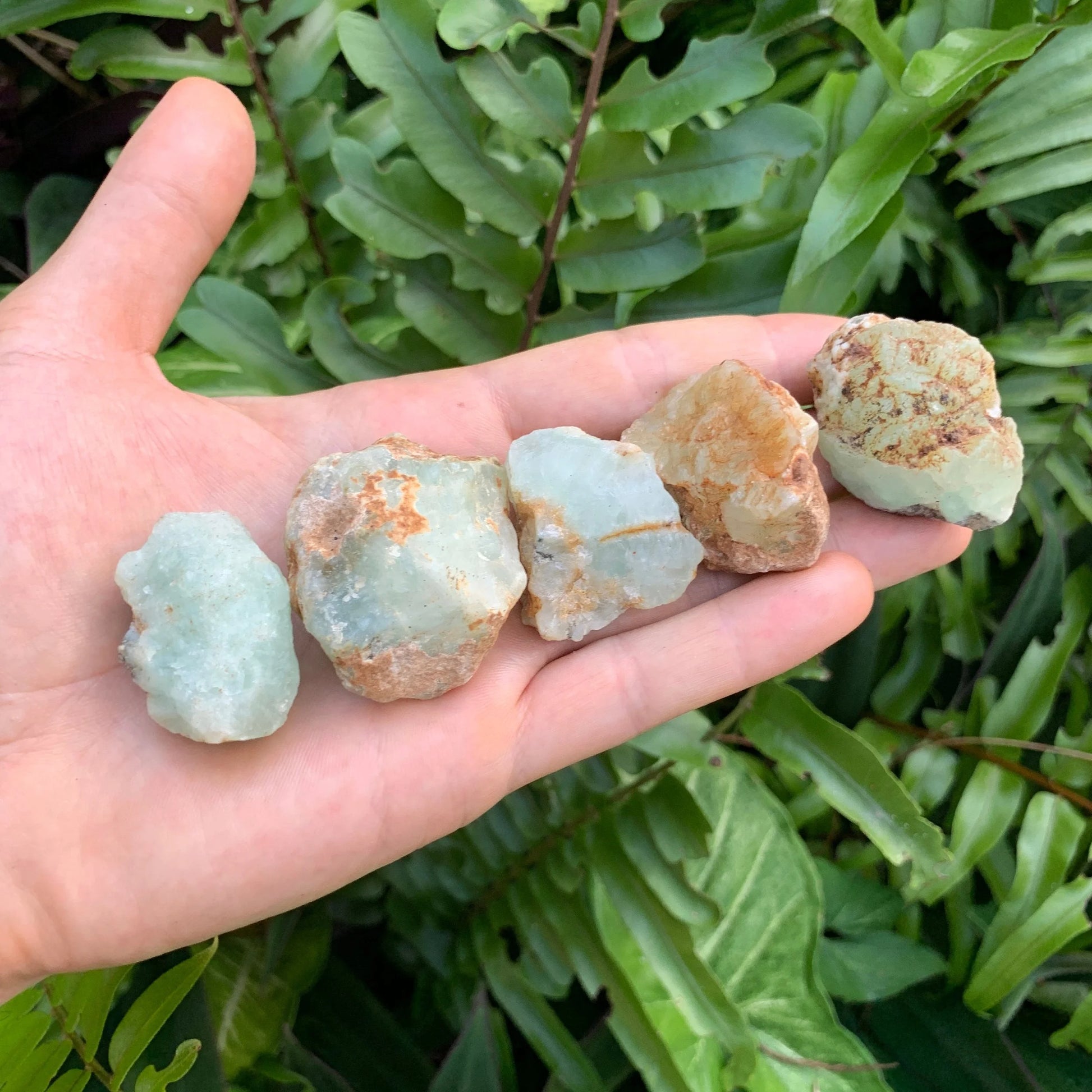 Full profile of Grade A Prehnite raw ready to ship from Beyond Bohemian