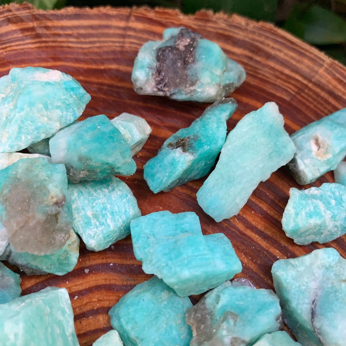 Full profile of Grade AA Amazonite raw ready to ship from Beyond Bohemian