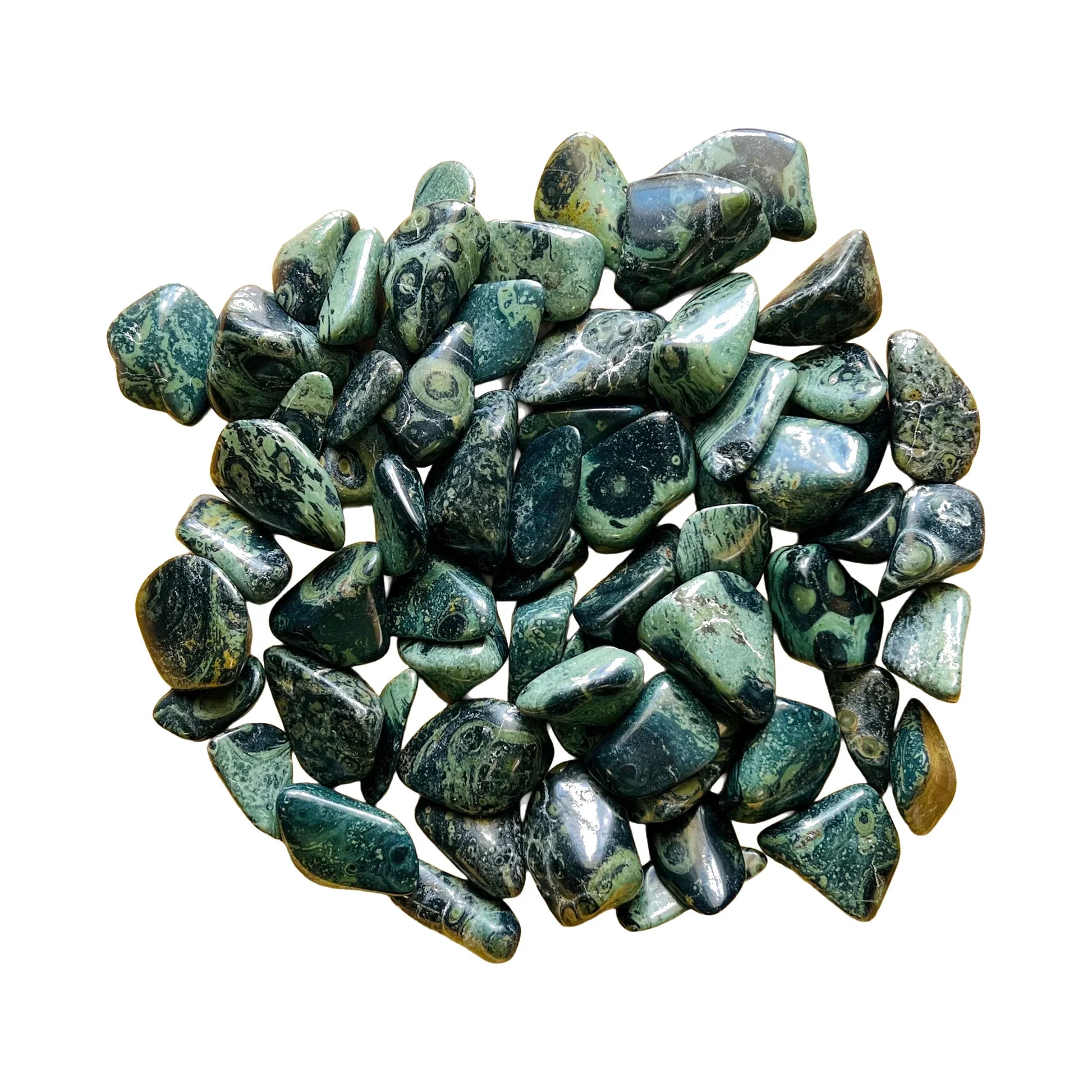 Tumbled Kambaba Jasper Crystals for Emotional Healing, Grounding & Healing — black polished, AA grade from Madagascar