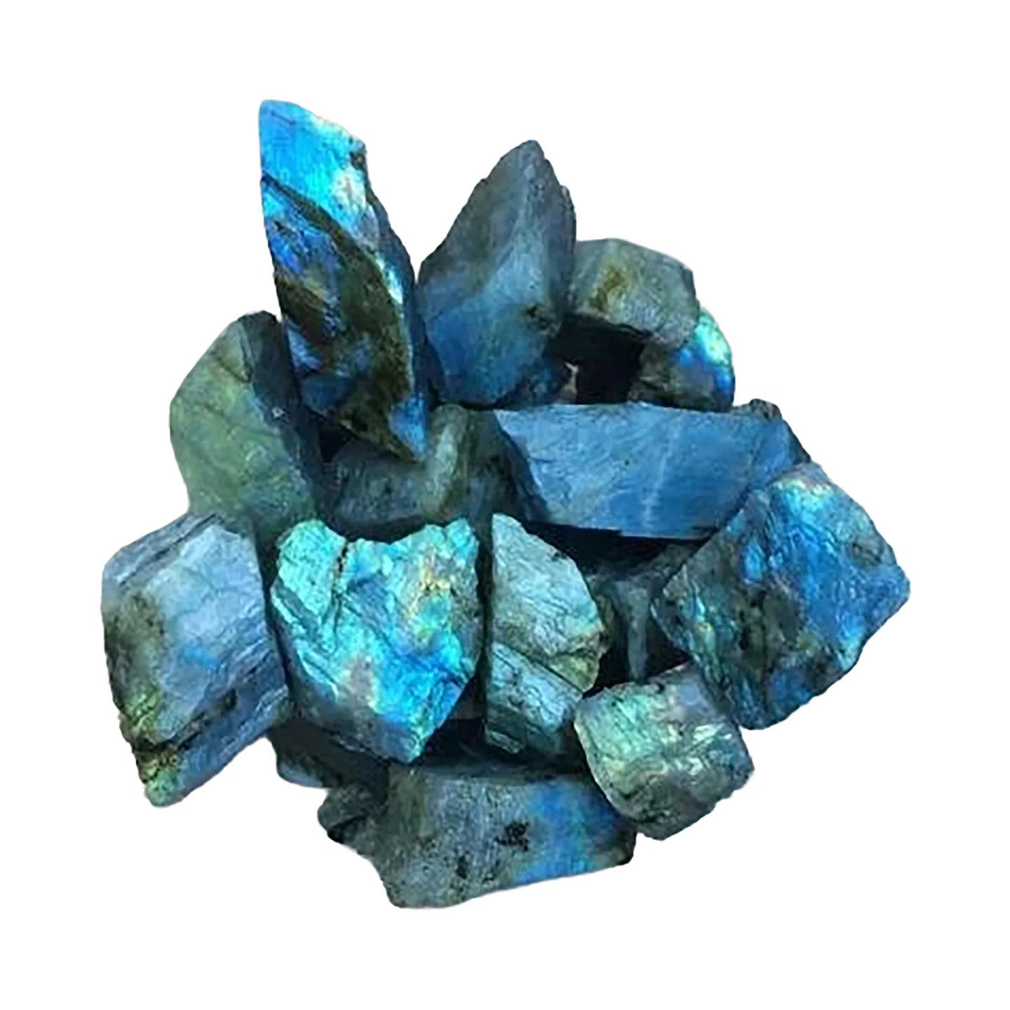 Labradorite Blue Predominant raw stones, AAA grade, Madagascar origin, hero view.