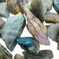 Underside detail of Labradorite raw stone, showing honest grain, drawn on for Intuition.
