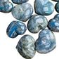 Close-up of Labradorite polished heart, showing color depth, for Intuition.
