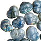 Profile shot of Labradorite polished heart, showing matte finish.