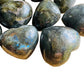 Side angle of Labradorite polished heart, hand-selected from Atsimo-Andrefana, Madagascar.