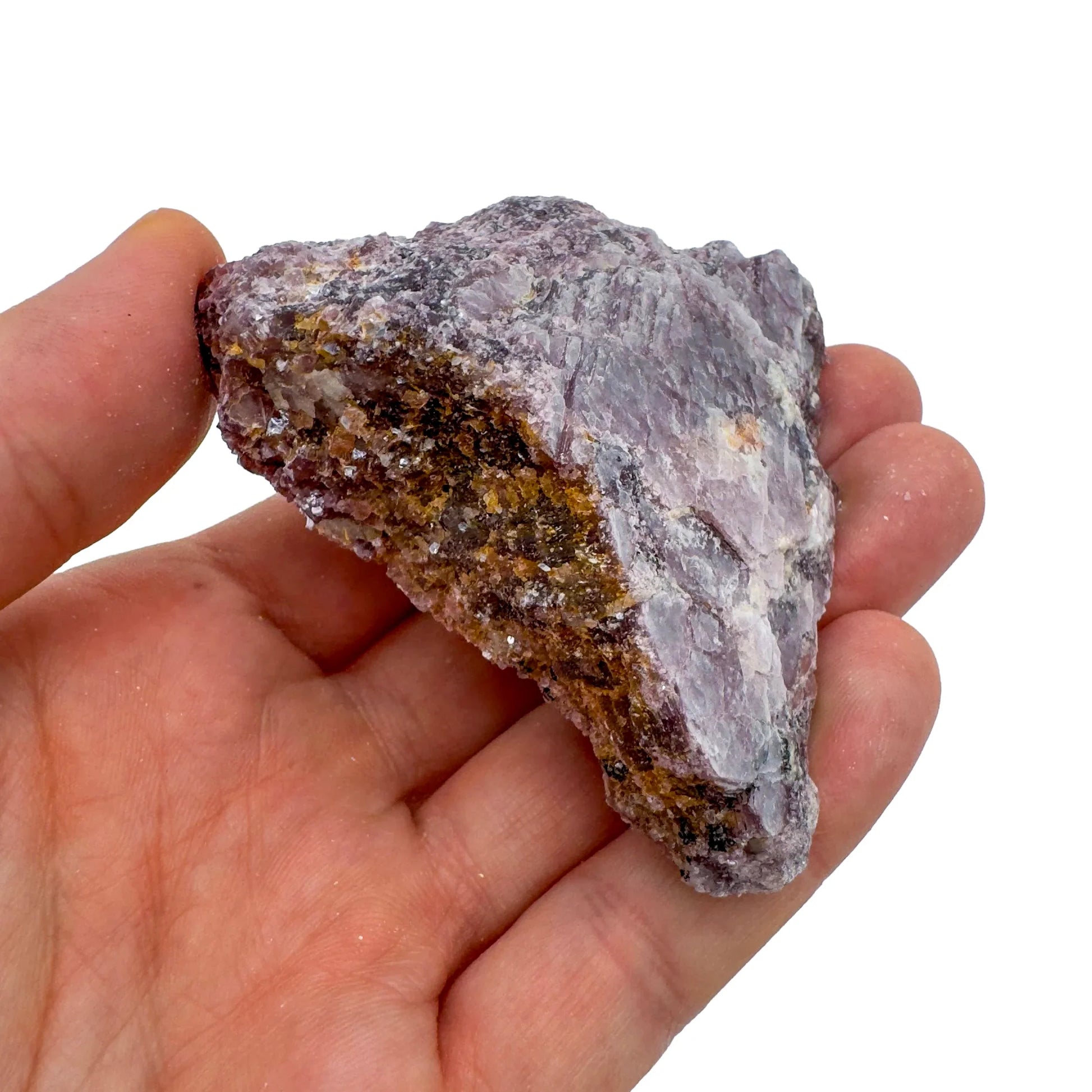 Detail shot of Grade AA Lepidolite cluster under natural light