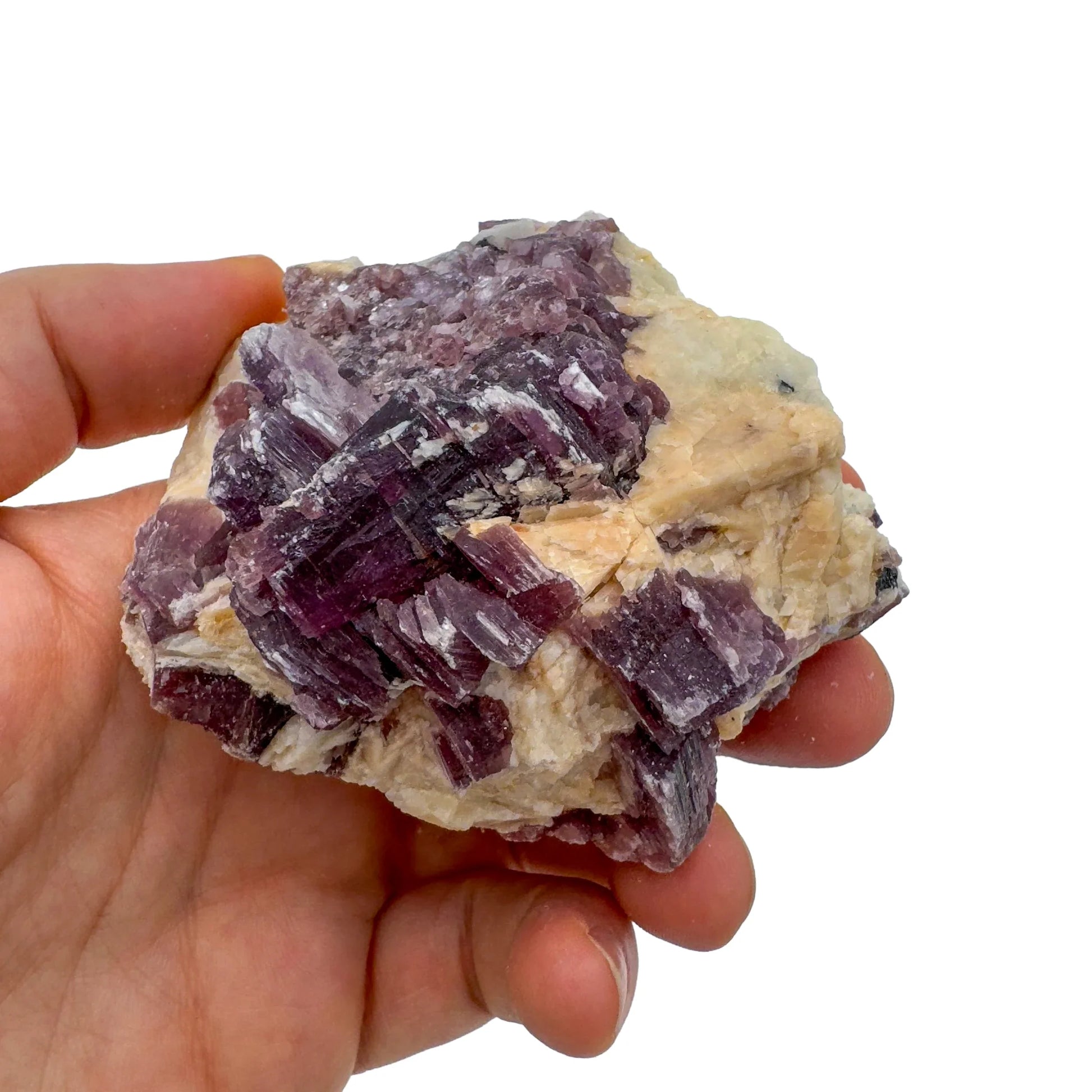 Detail shot of Grade AA Lepidolite cluster under natural light
