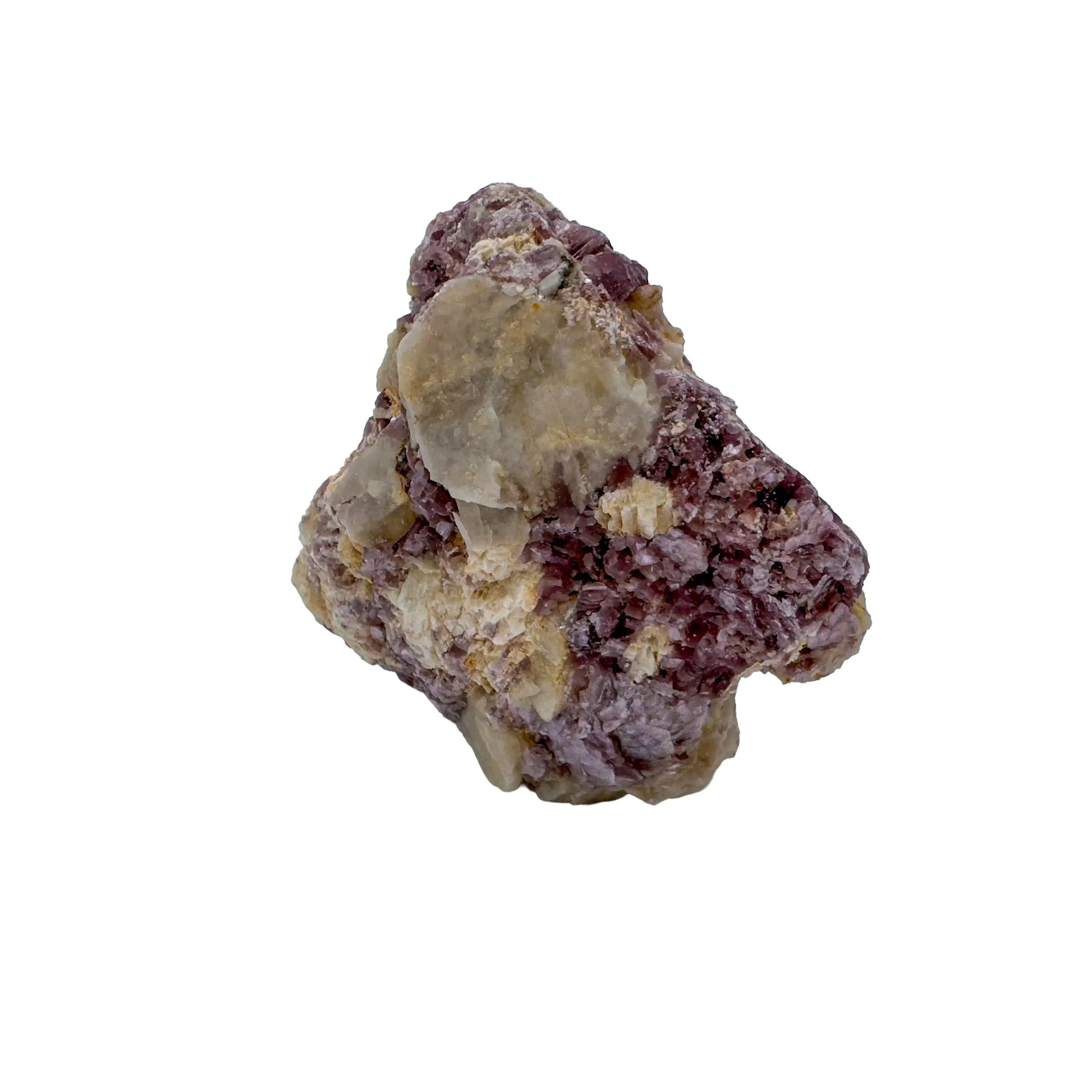 Sideways view of Lepidolite specimen, linked to Stress Relief and Emotional Healing, showing earthy tone.