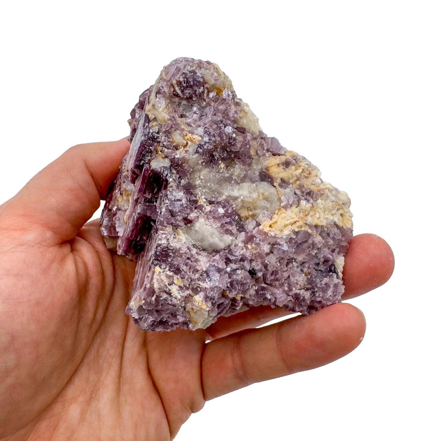 Back view of Grade AA Lepidolite cluster showing natural surface