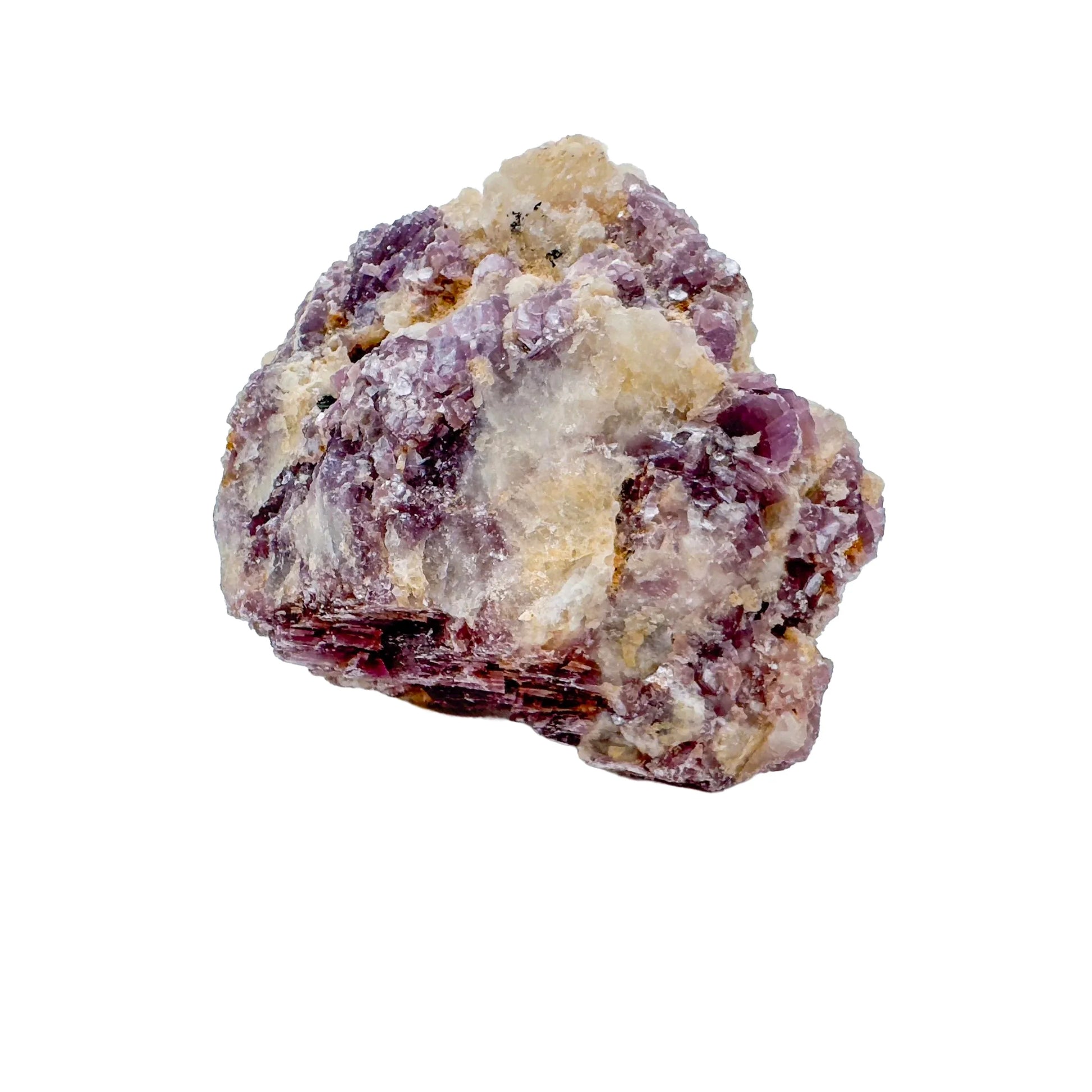 Aerial view of purple Lepidolite specimen, often worked with for Stress Relief and Emotional Healing, from Brazil.