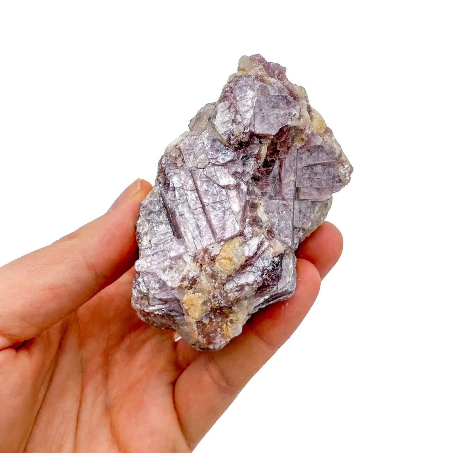 Detail shot of Grade AA Lepidolite cluster under natural light