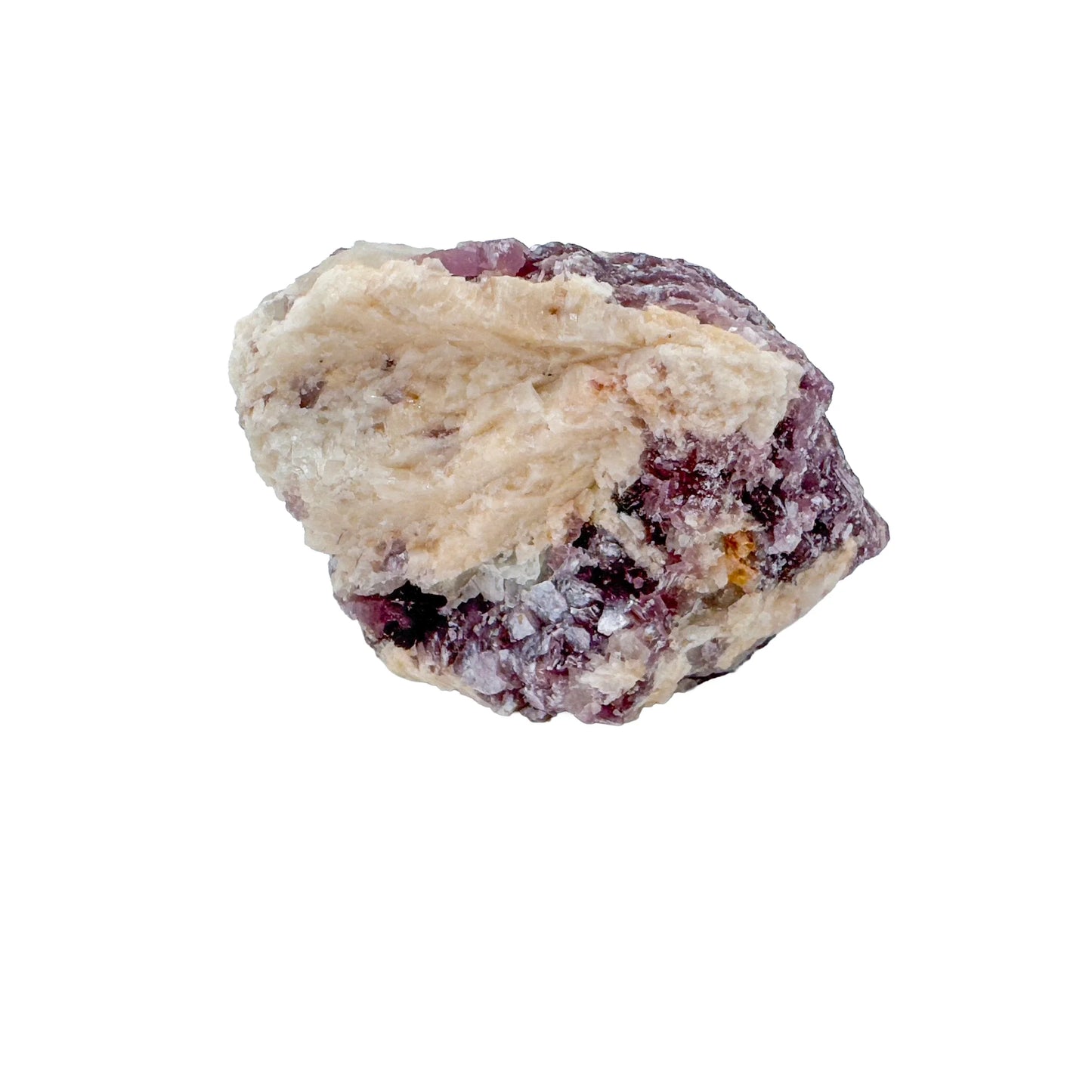 Reverse angle of Lepidolite specimen, hand-selected from Minas Gerais, Brazil, showing earthy tone.