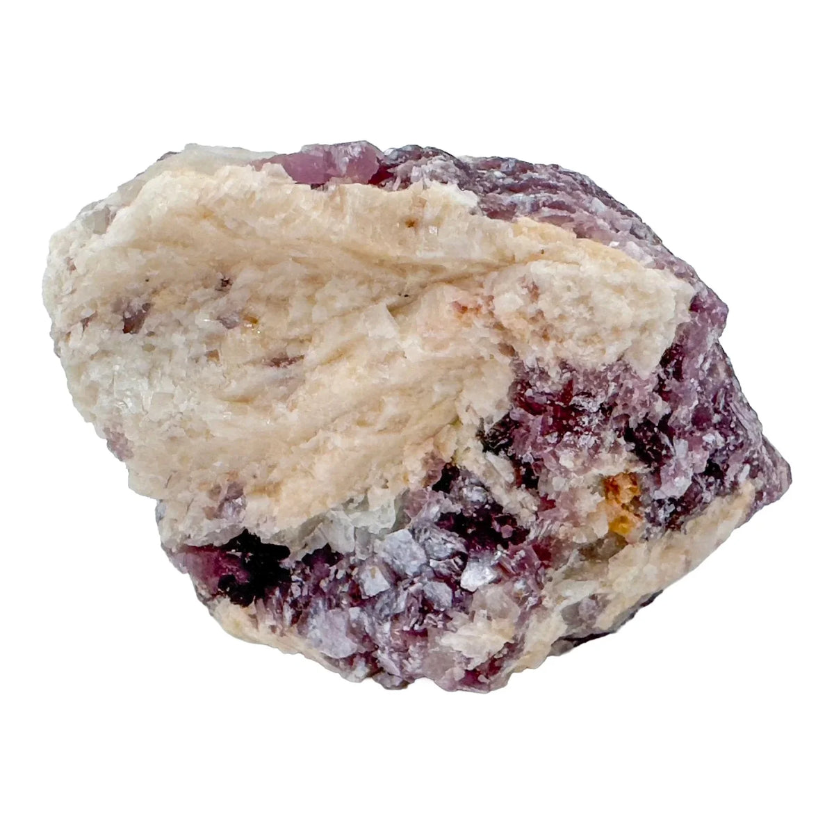 Reverse angle of Lepidolite specimen, hand-selected from Minas Gerais, Brazil, showing earthy tone.