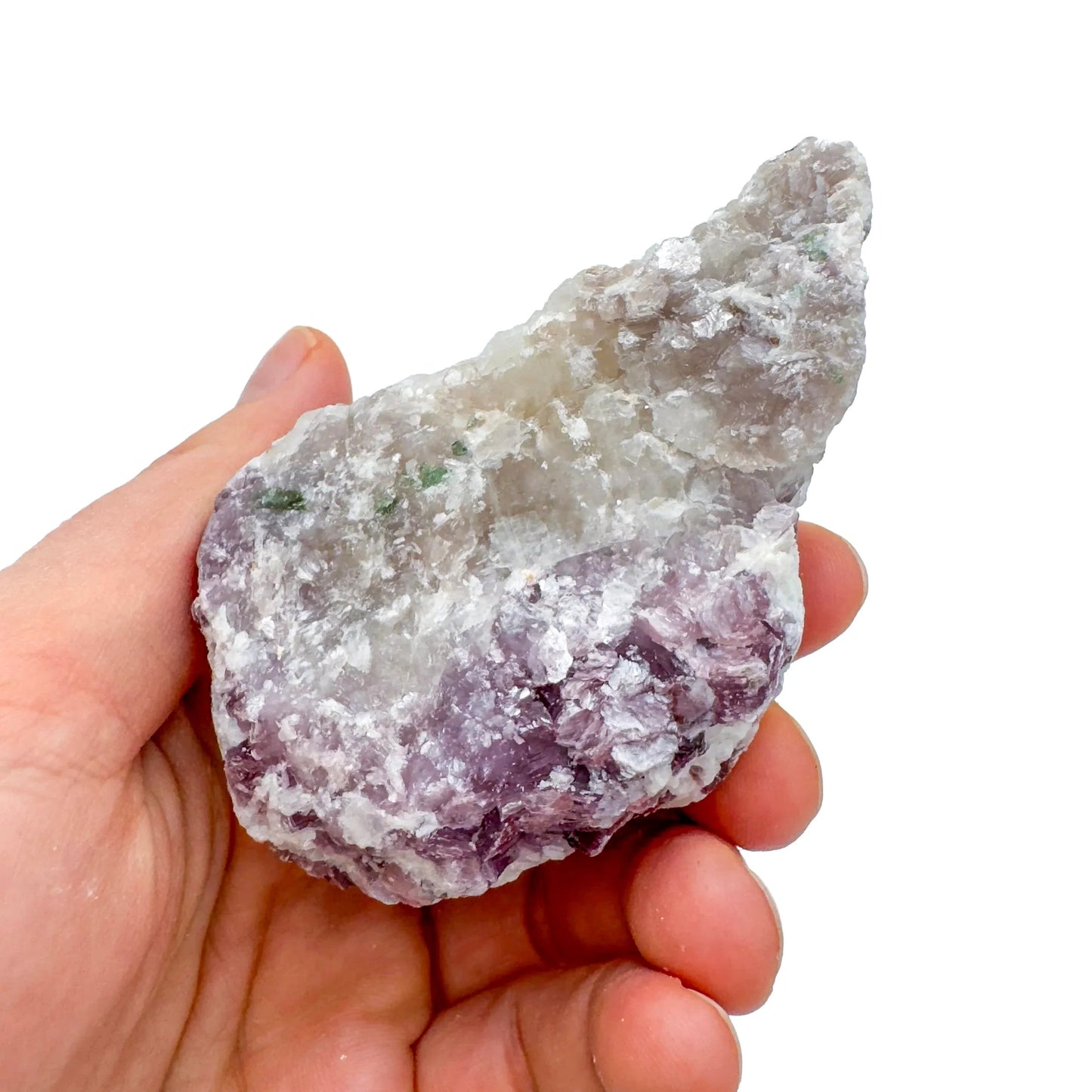 Detail shot of Grade AA Lepidolite cluster under natural light