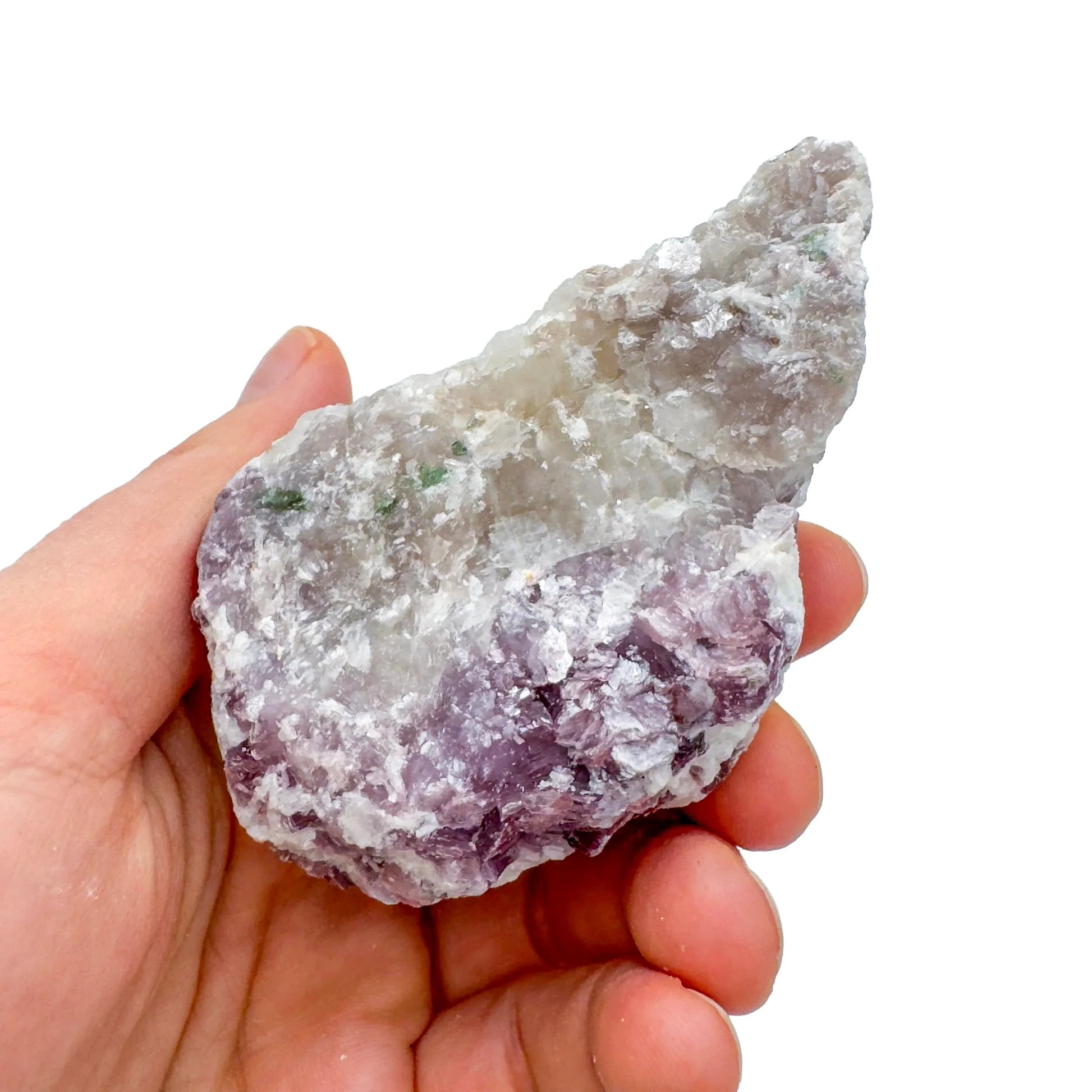 Detail shot of Grade AA Lepidolite cluster under natural light