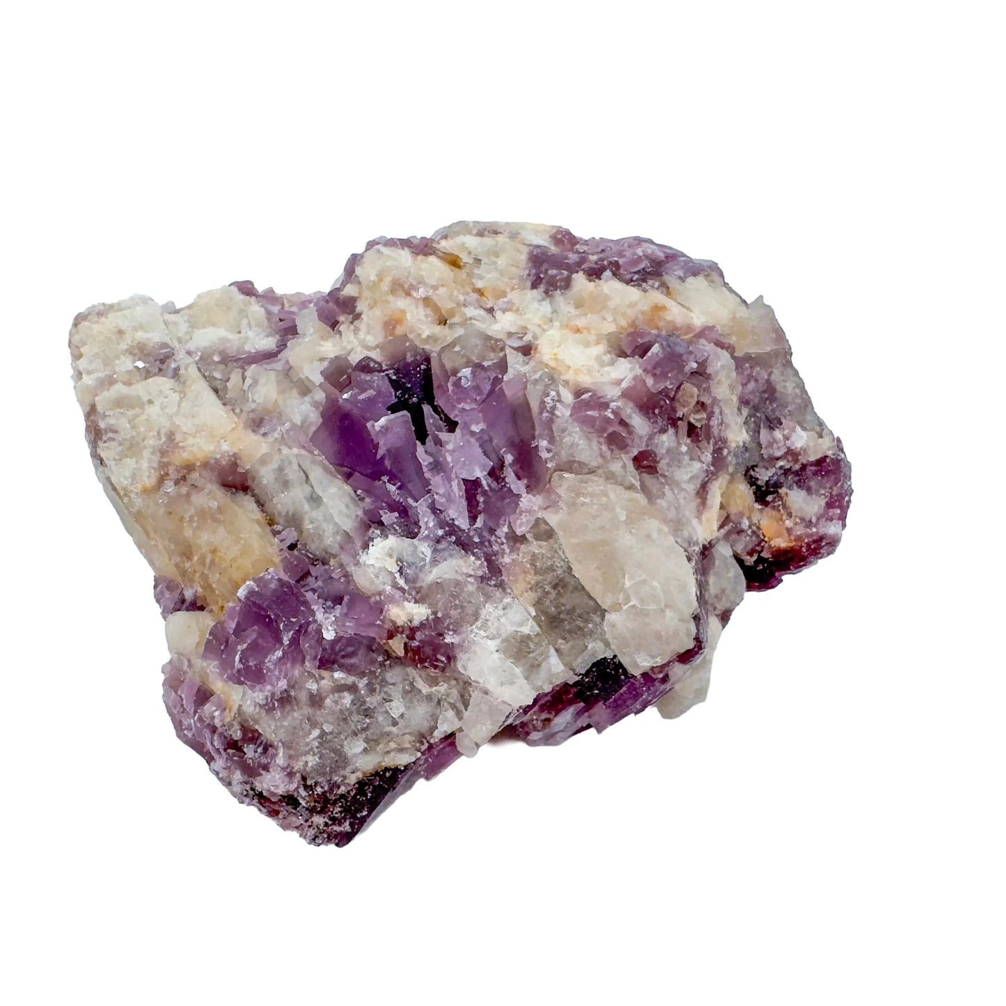 Hand-held view of a Lepidolite specimen carried for Stress Relief, hand-selected from Minas Gerais, Brazil.