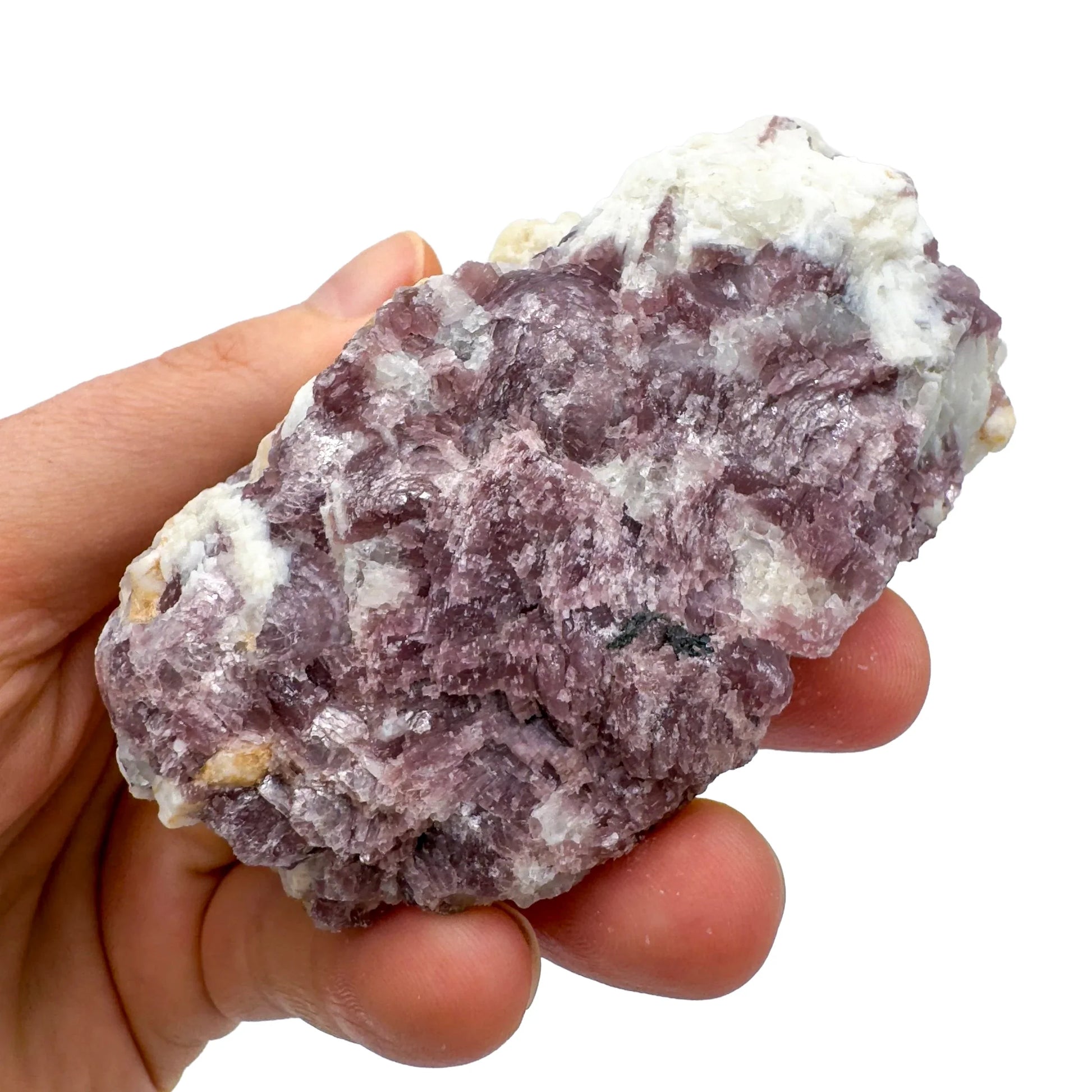 Detail shot of Grade AA Lepidolite cluster under natural light