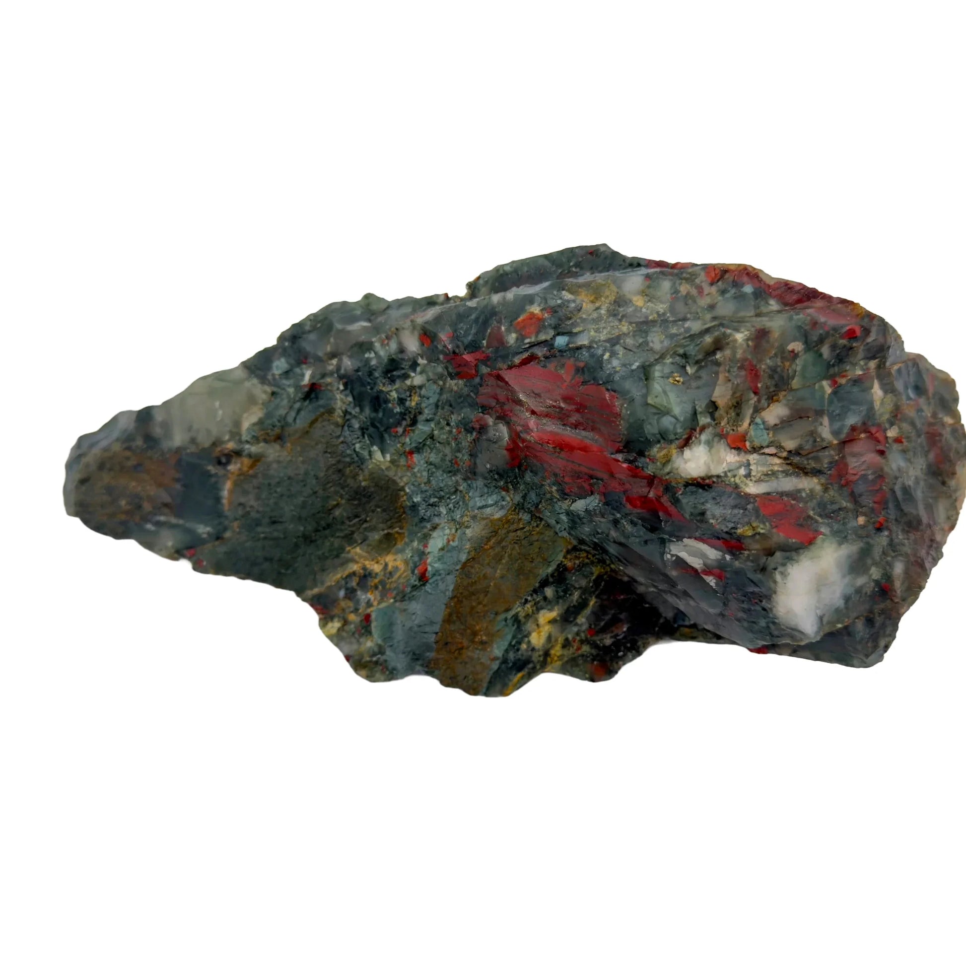 Natural light context of Bloodstone specimen, from Hhohho, Eswatini, captured in soft, even lighting.