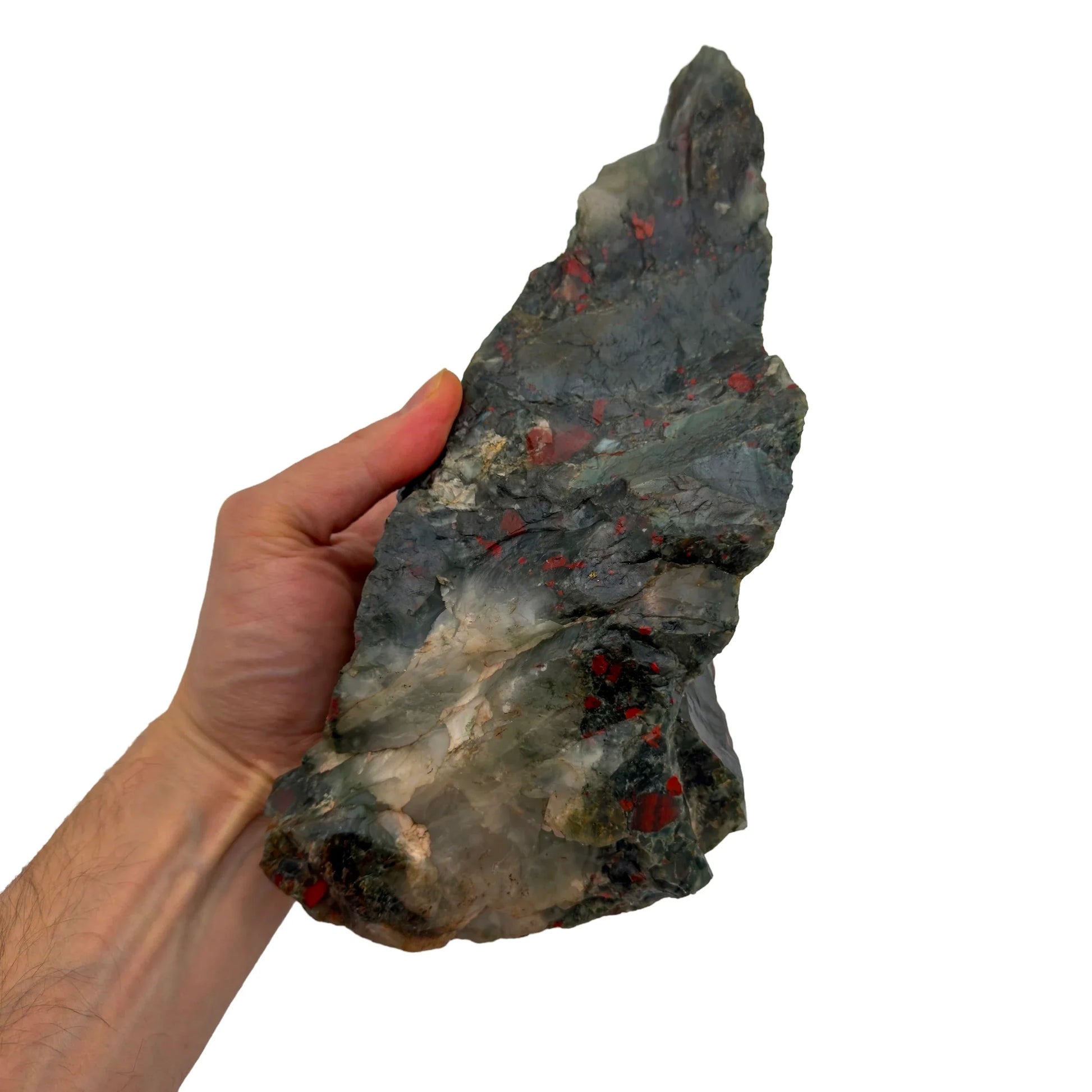 Full profile of Grade AA Bloodstone specimen ready to ship from Beyond Bohemian