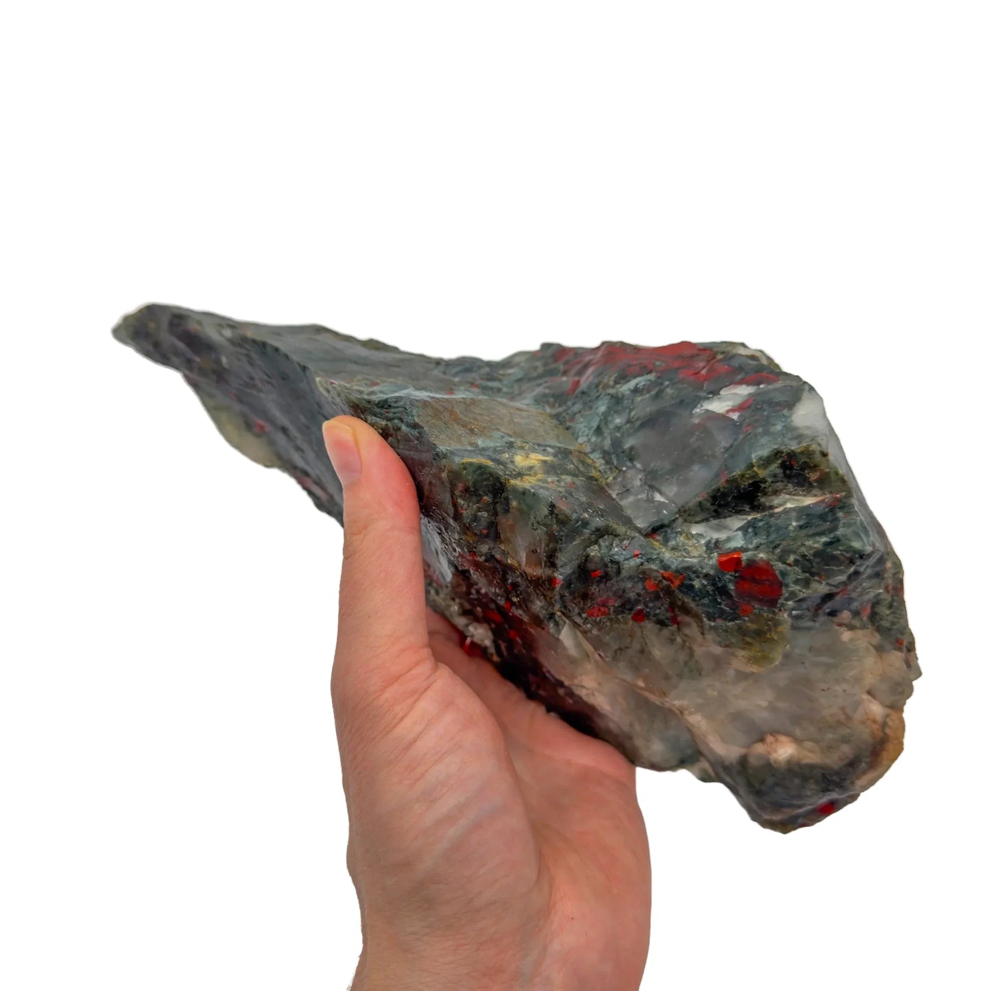 Full profile of Grade AA Bloodstone specimen ready to ship from Beyond Bohemian