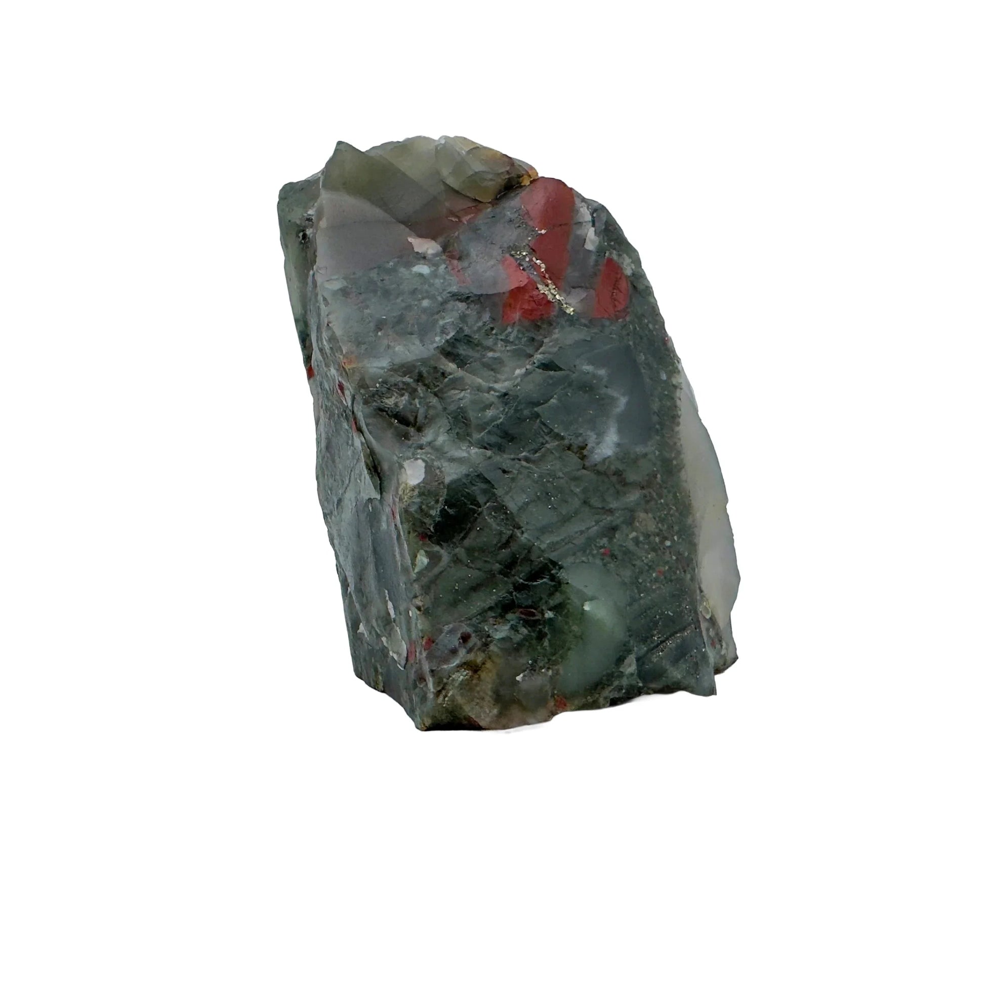 Field-of-view of Bloodstone specimen, often kept for Confidence, with weight visible in the palm.