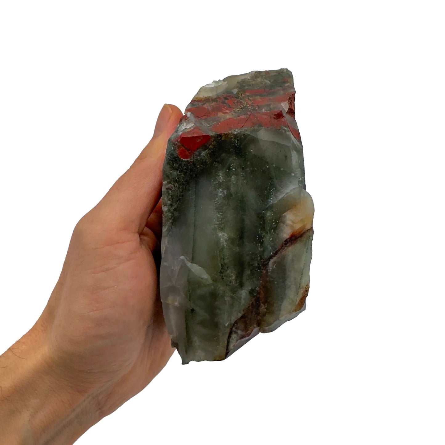 Detail shot of Grade AA Bloodstone specimen under natural light