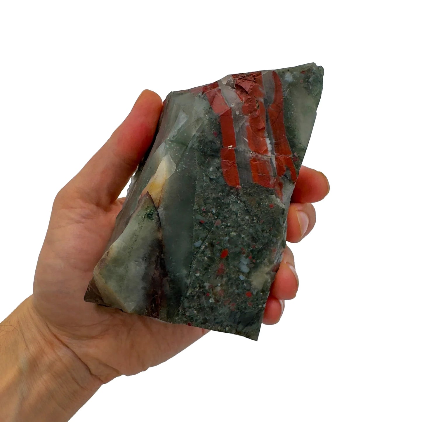 Full profile of Grade AA Bloodstone specimen ready to ship from Beyond Bohemian