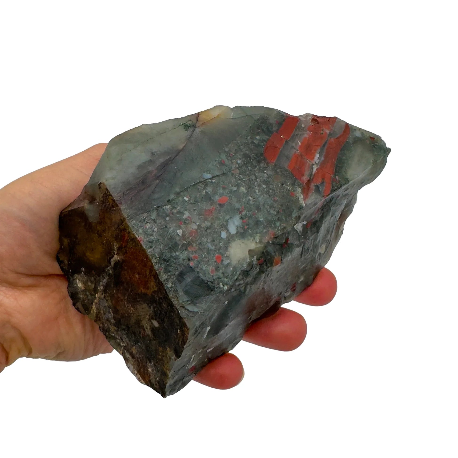 Full profile of Grade AA Bloodstone specimen ready to ship from Beyond Bohemian