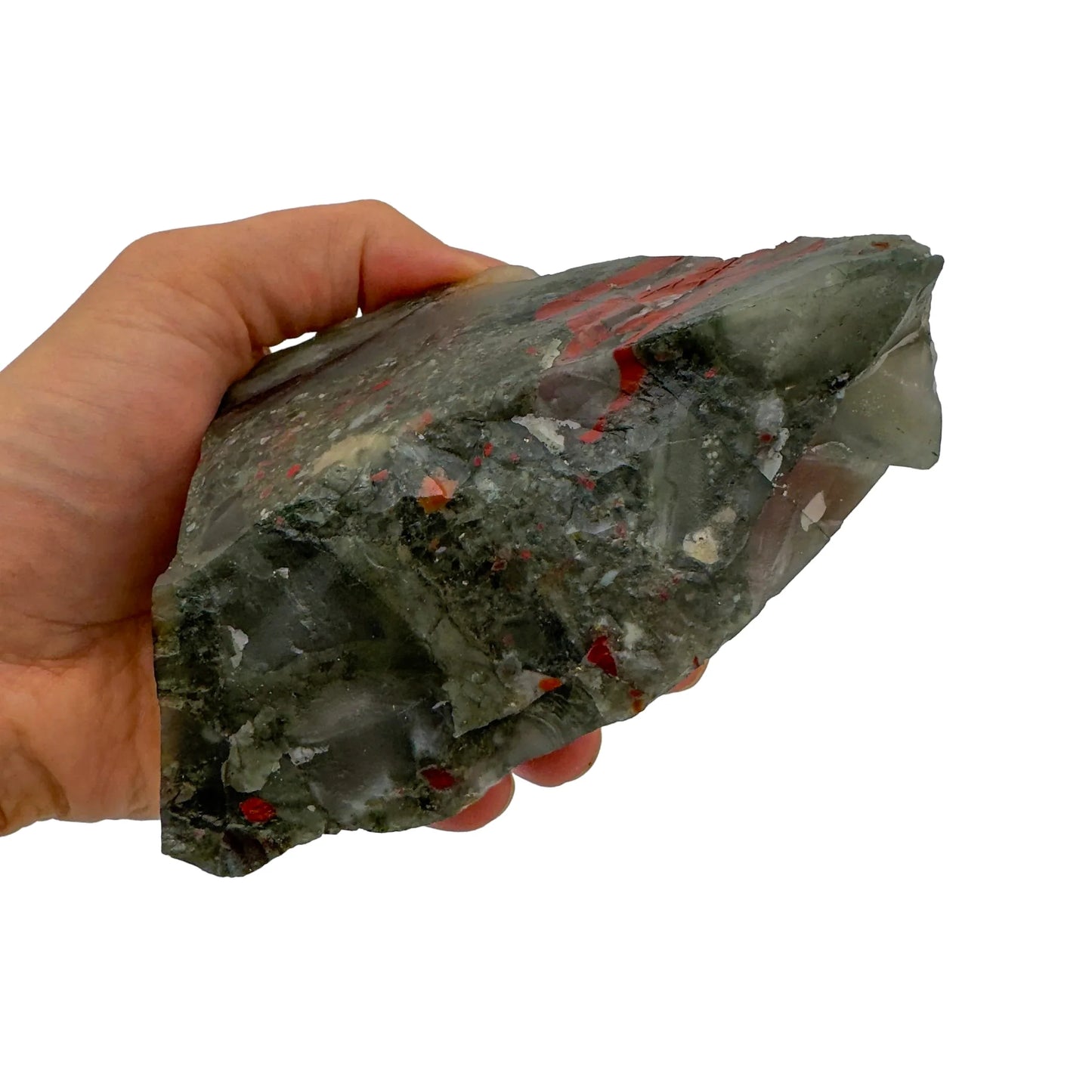 Full profile of Grade AA Bloodstone specimen ready to ship from Beyond Bohemian