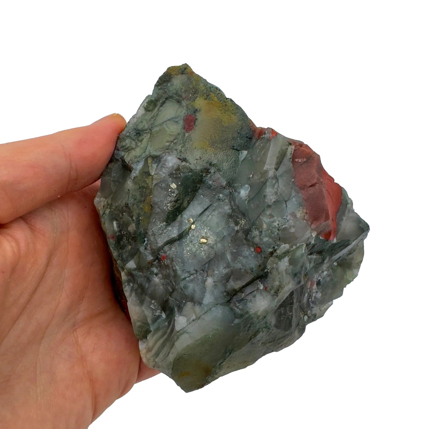 Back view of Grade AA Bloodstone specimen showing natural surface
