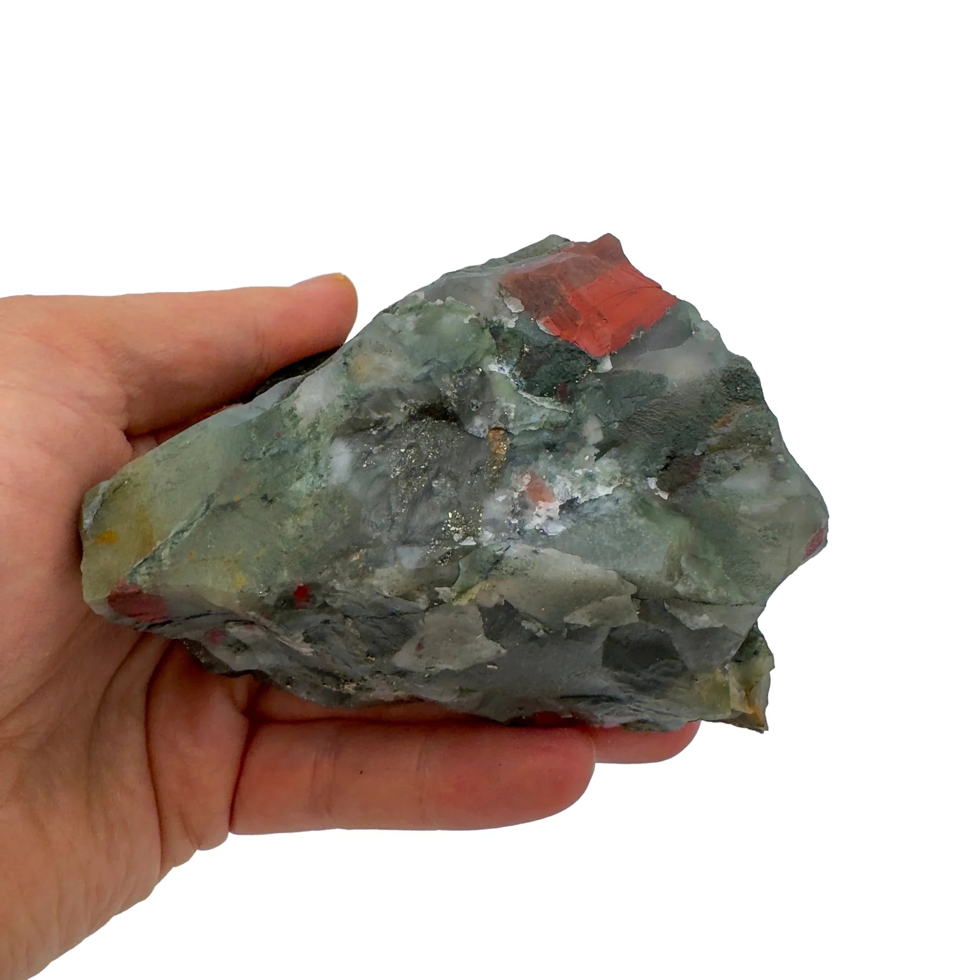 Detail shot of Grade AA Bloodstone specimen under natural light