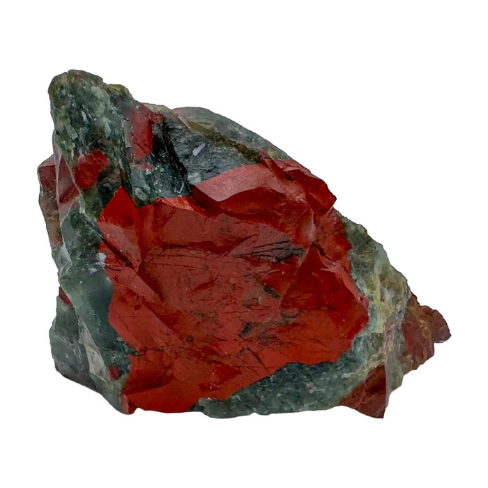 Side perspective of Grade AA Bloodstone specimen, showing characteristic finish.