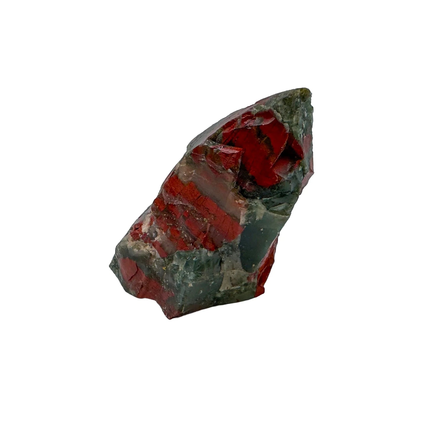 Bird's-eye view of Grade AA Bloodstone specimen, carried for Energy and Protection, sourced from Hhohho, Eswatini.