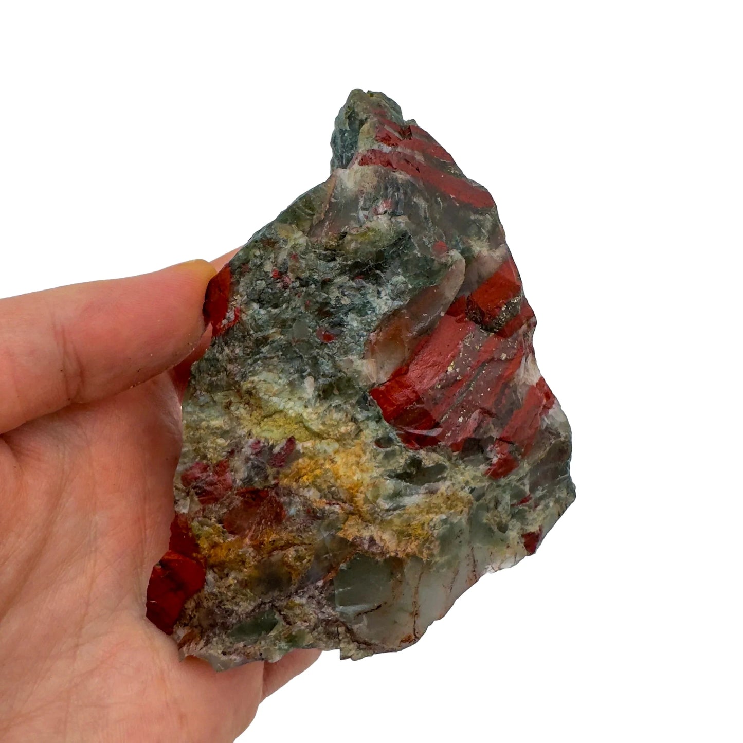 Back view of Grade AA Bloodstone specimen showing natural surface