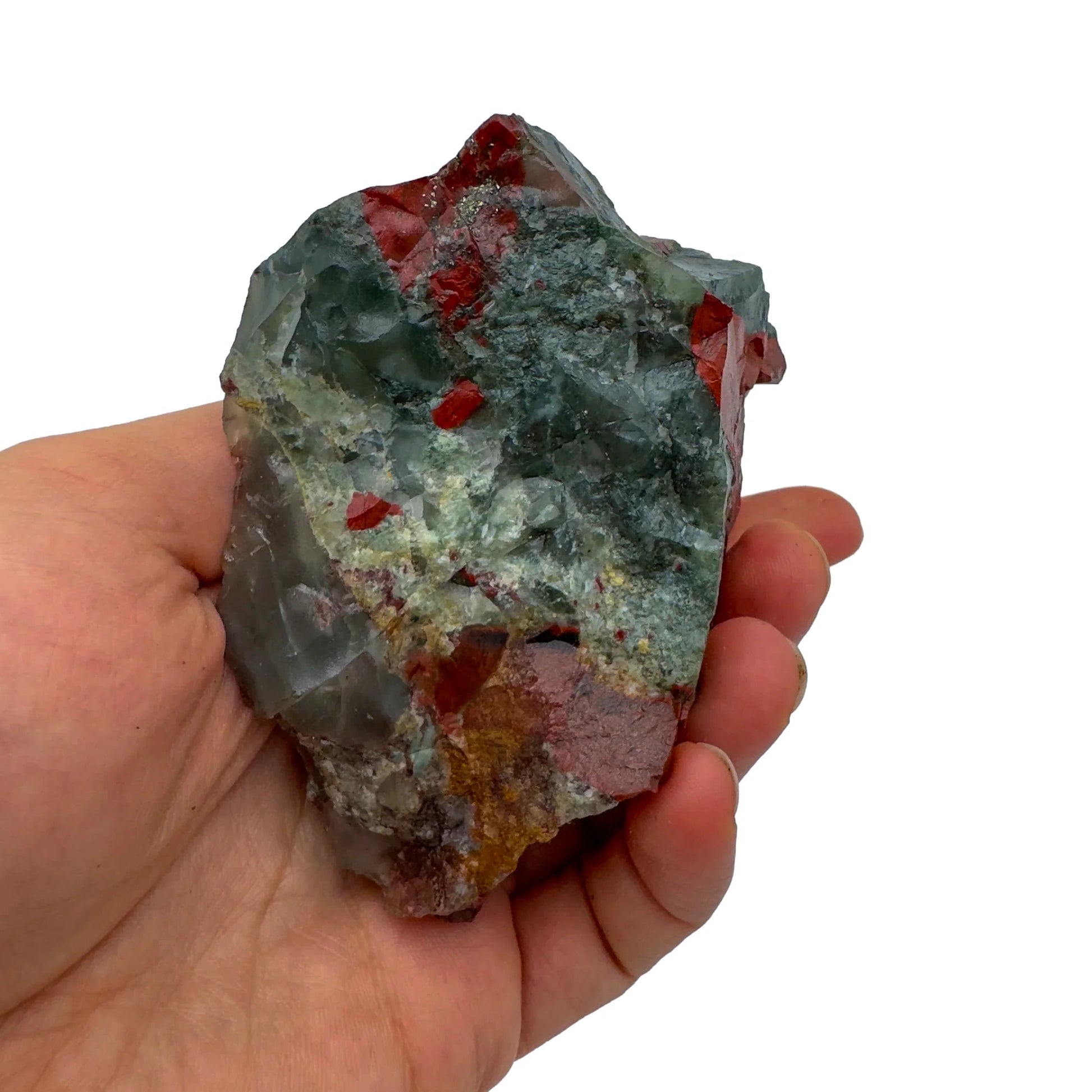 Detail shot of Grade AA Bloodstone specimen under natural light
