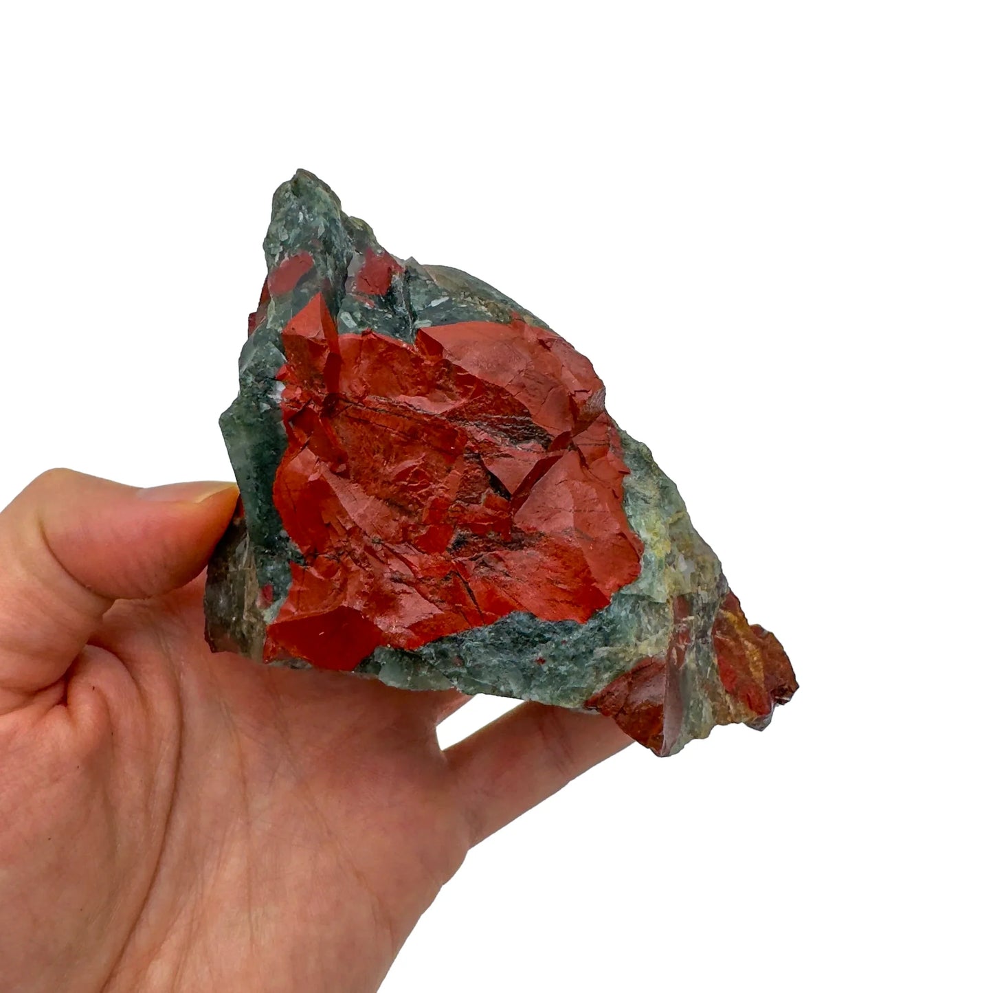 Full profile of Grade AA Bloodstone specimen ready to ship from Beyond Bohemian