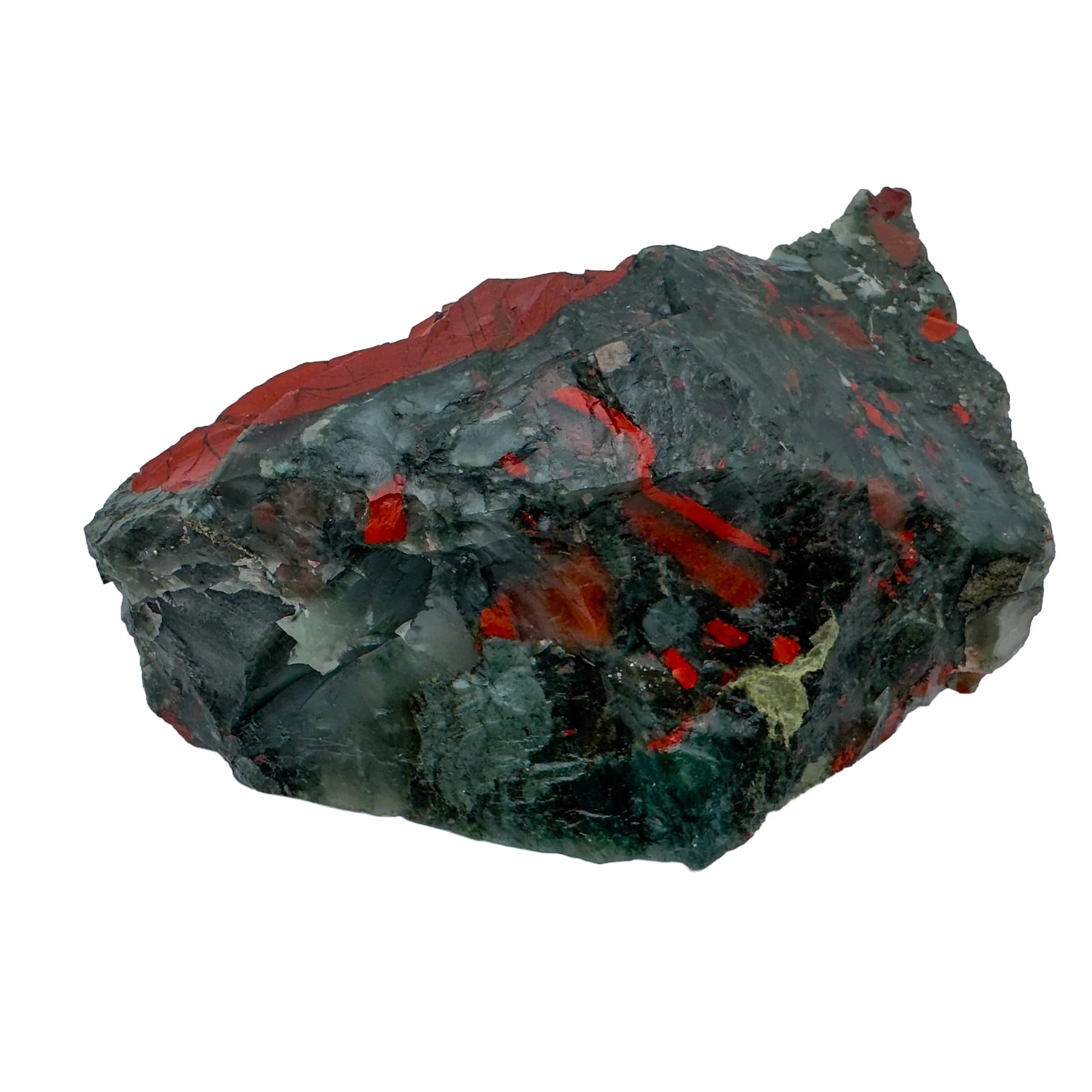 Up-close view of Bloodstone specimen, showing untreated character.