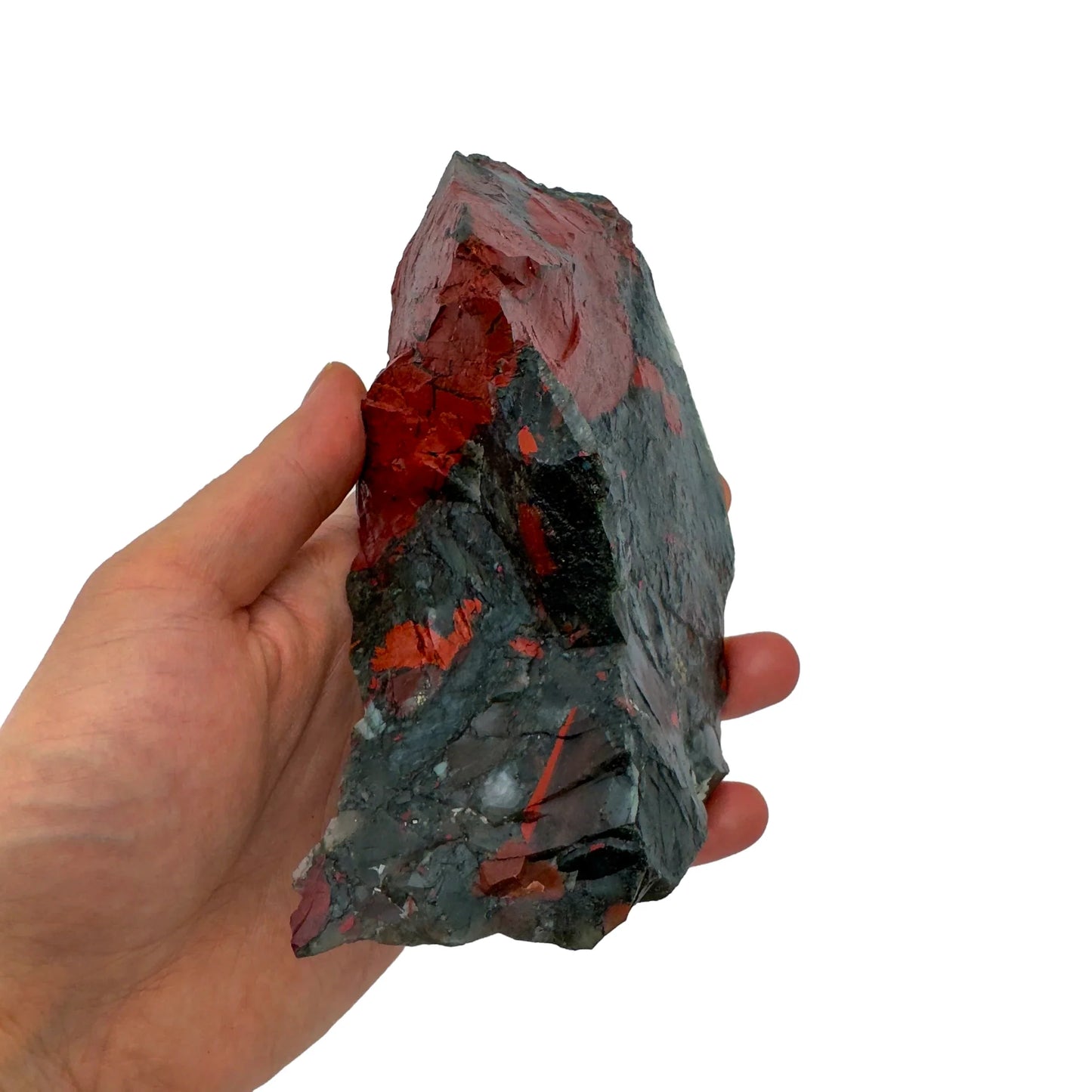 Detail shot of Grade AA Bloodstone specimen under natural light