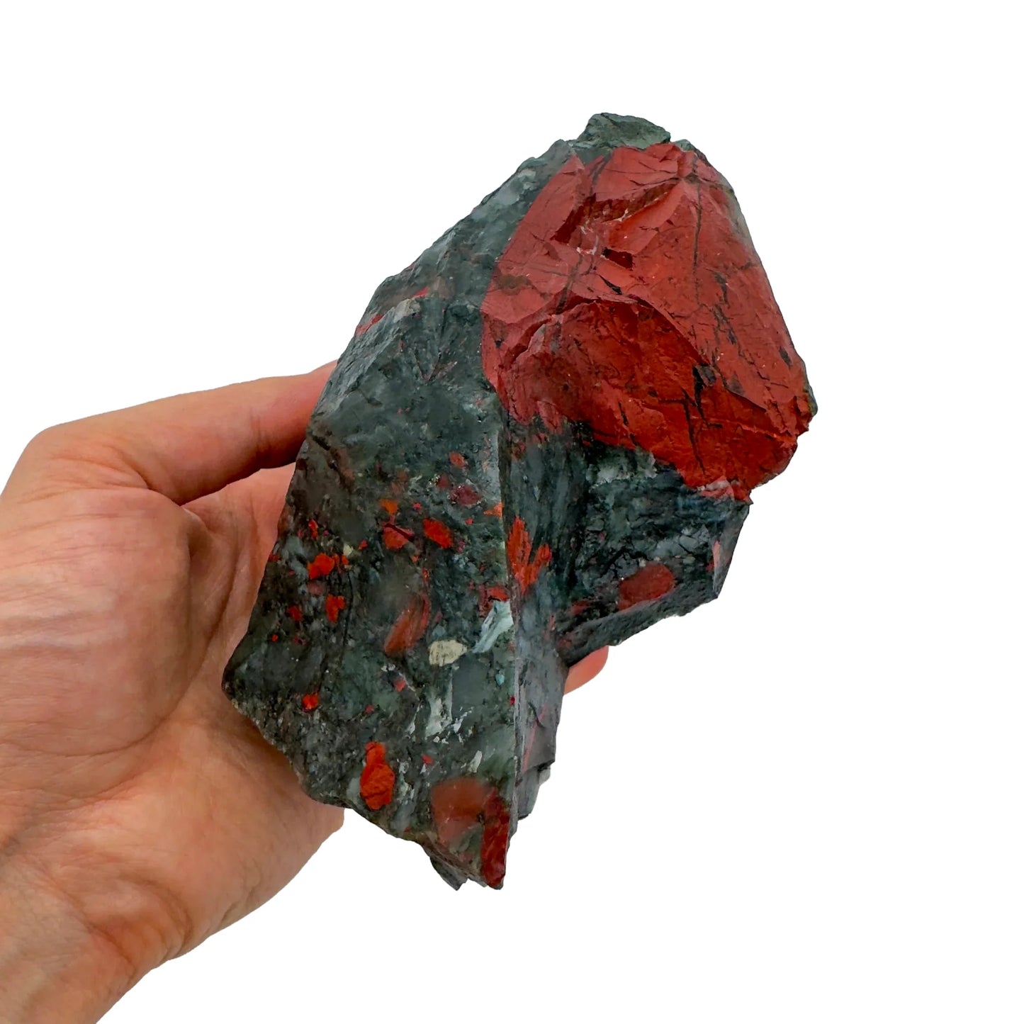Full profile of Grade AA Bloodstone specimen ready to ship from Beyond Bohemian