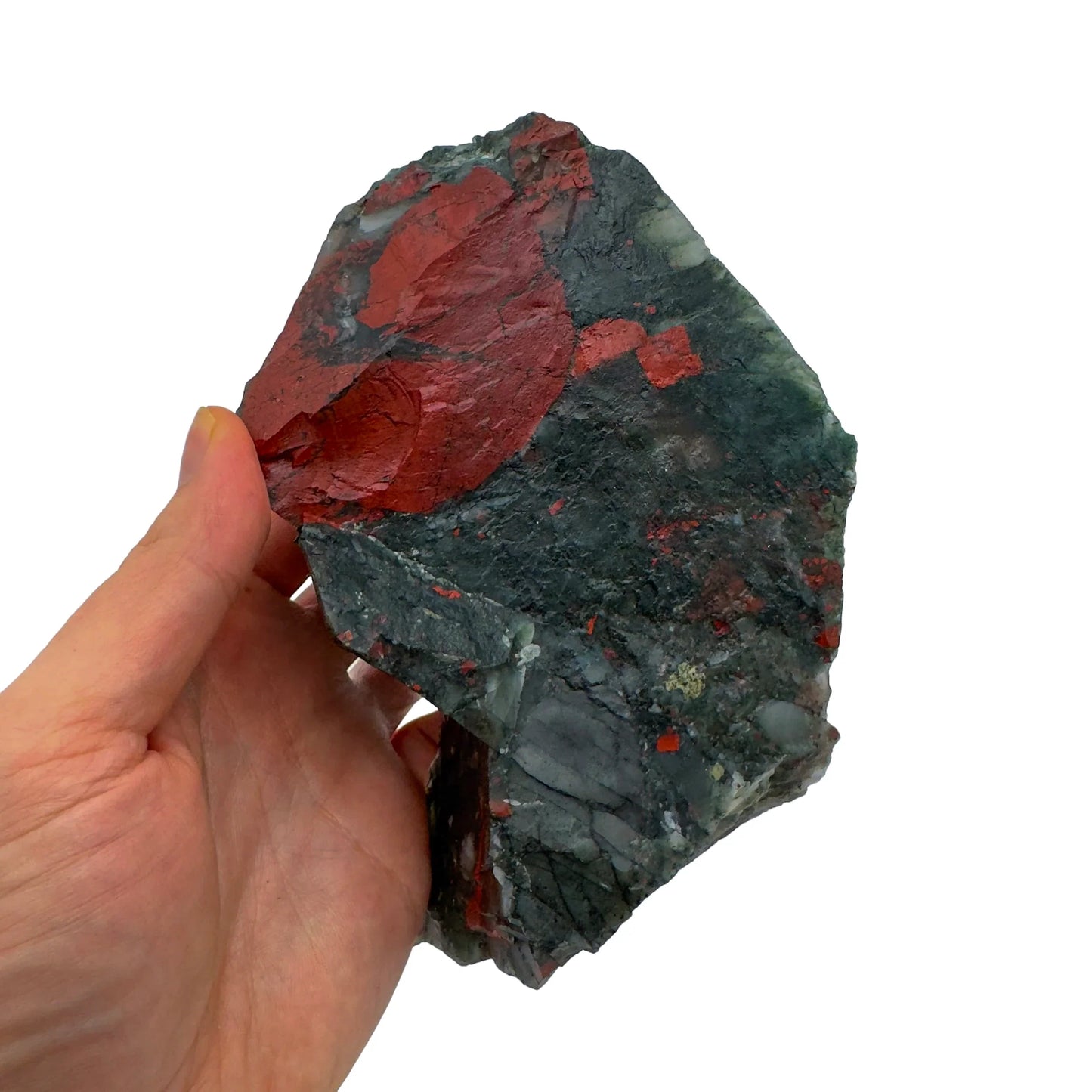 Full profile of Grade AA Bloodstone specimen ready to ship from Beyond Bohemian