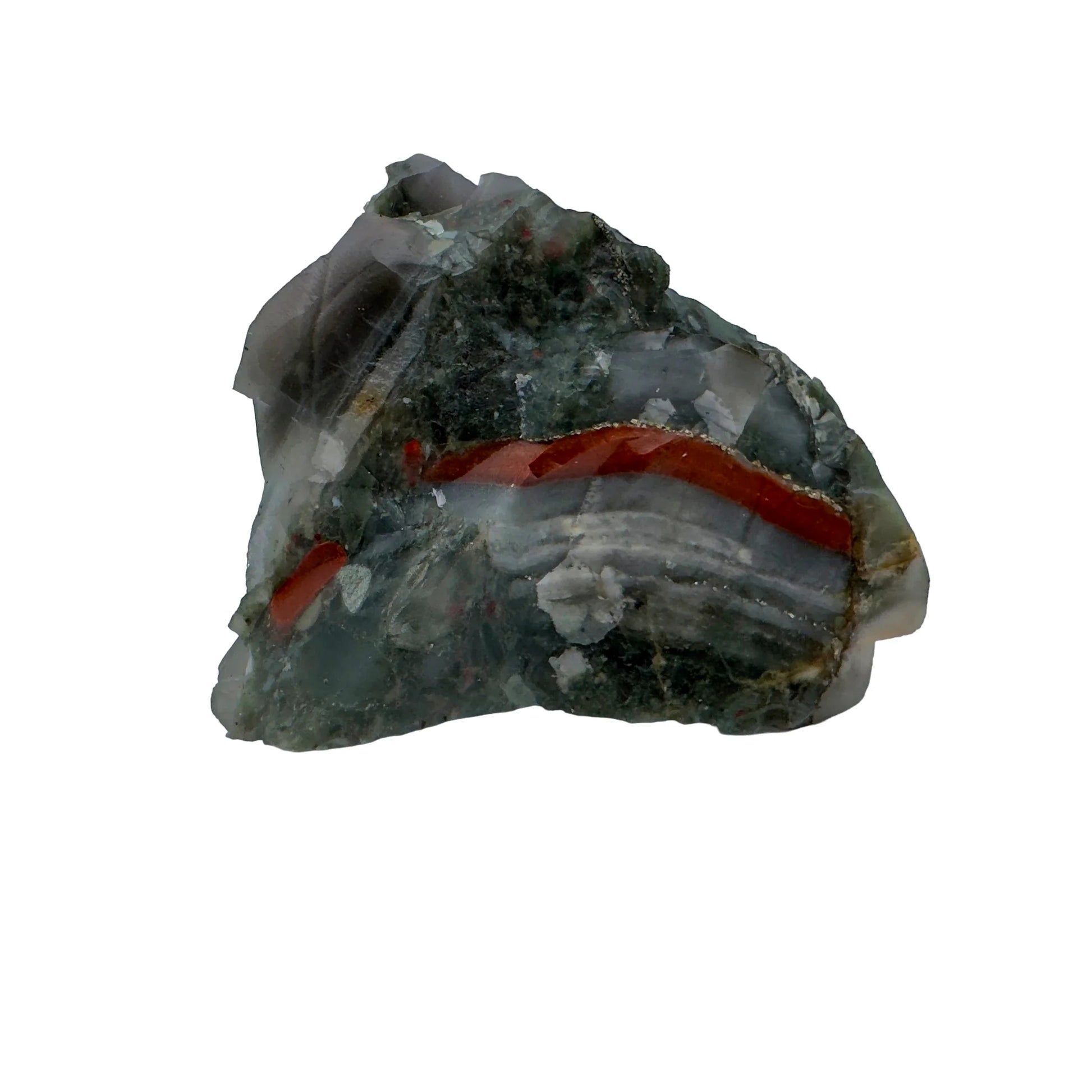 Detail of Bloodstone specimen, showing open form.