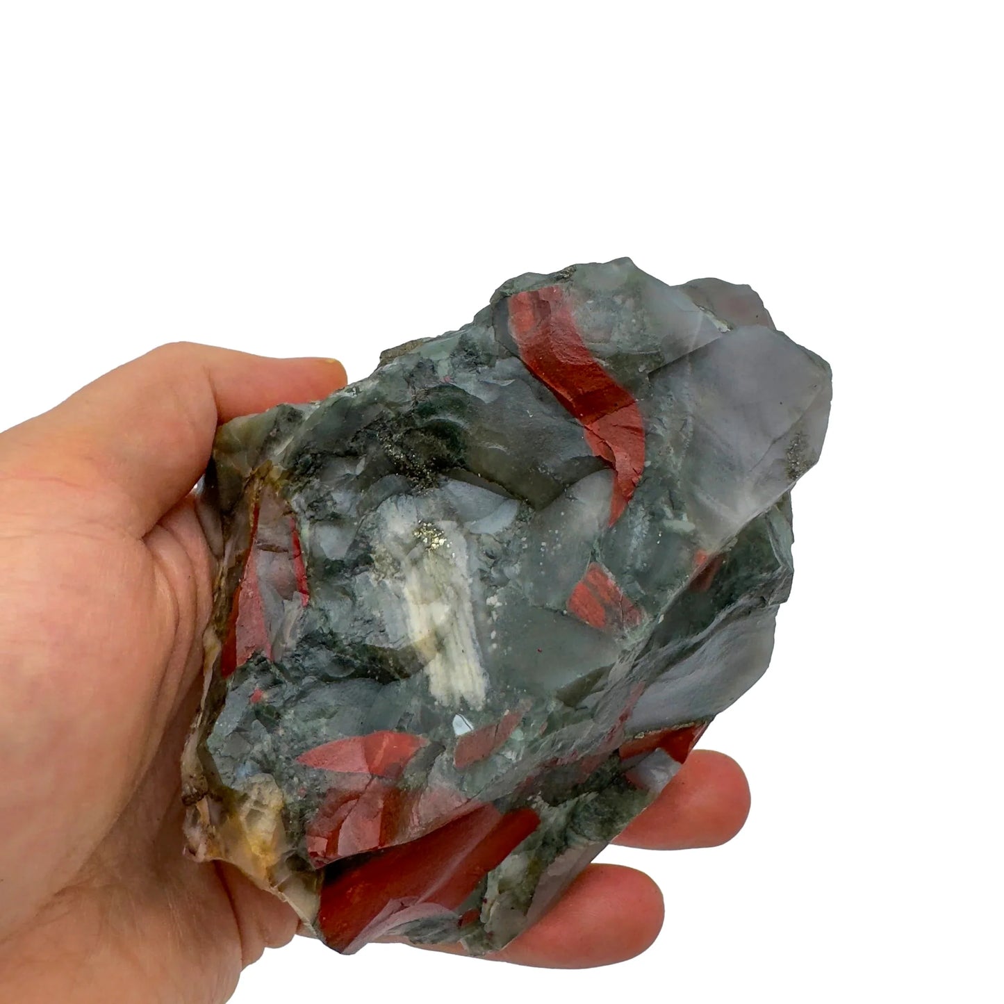 Back view of Grade AA Bloodstone specimen showing natural surface