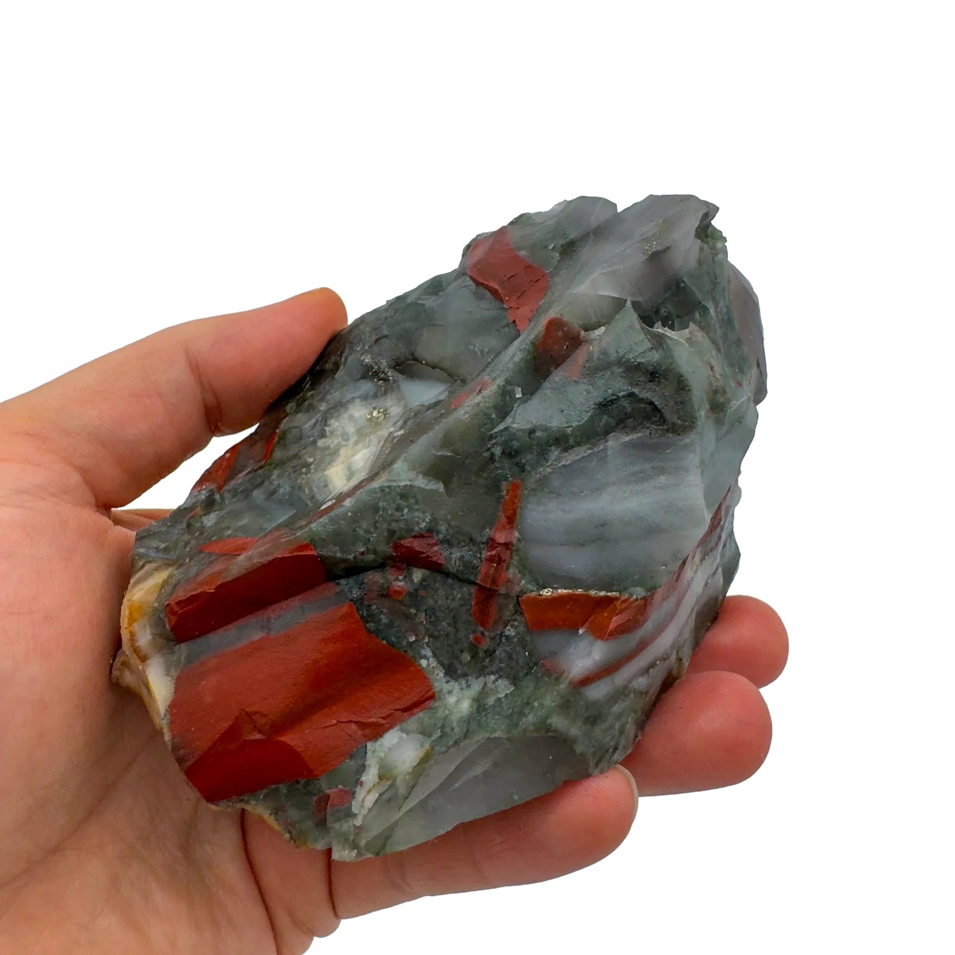 Detail shot of Grade AA Bloodstone specimen under natural light