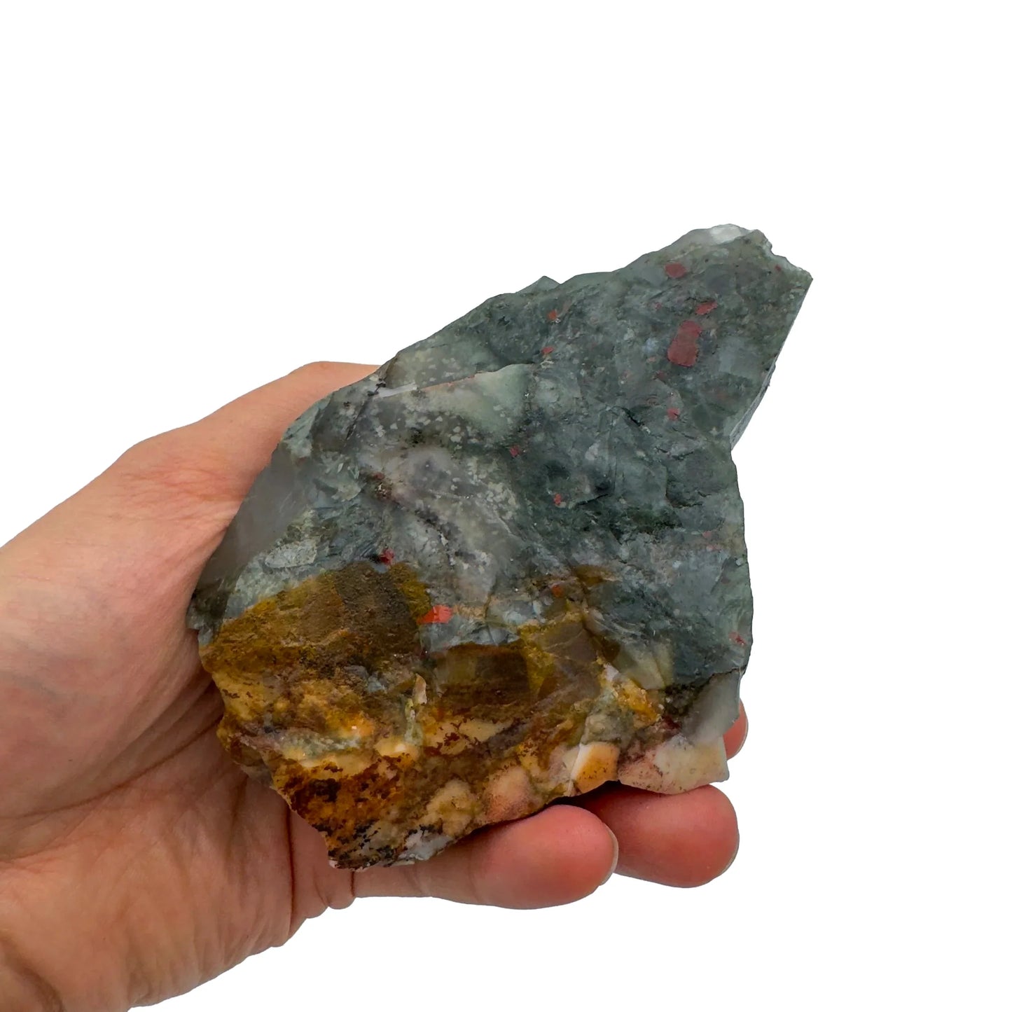 Full profile of Grade AA Bloodstone specimen ready to ship from Beyond Bohemian